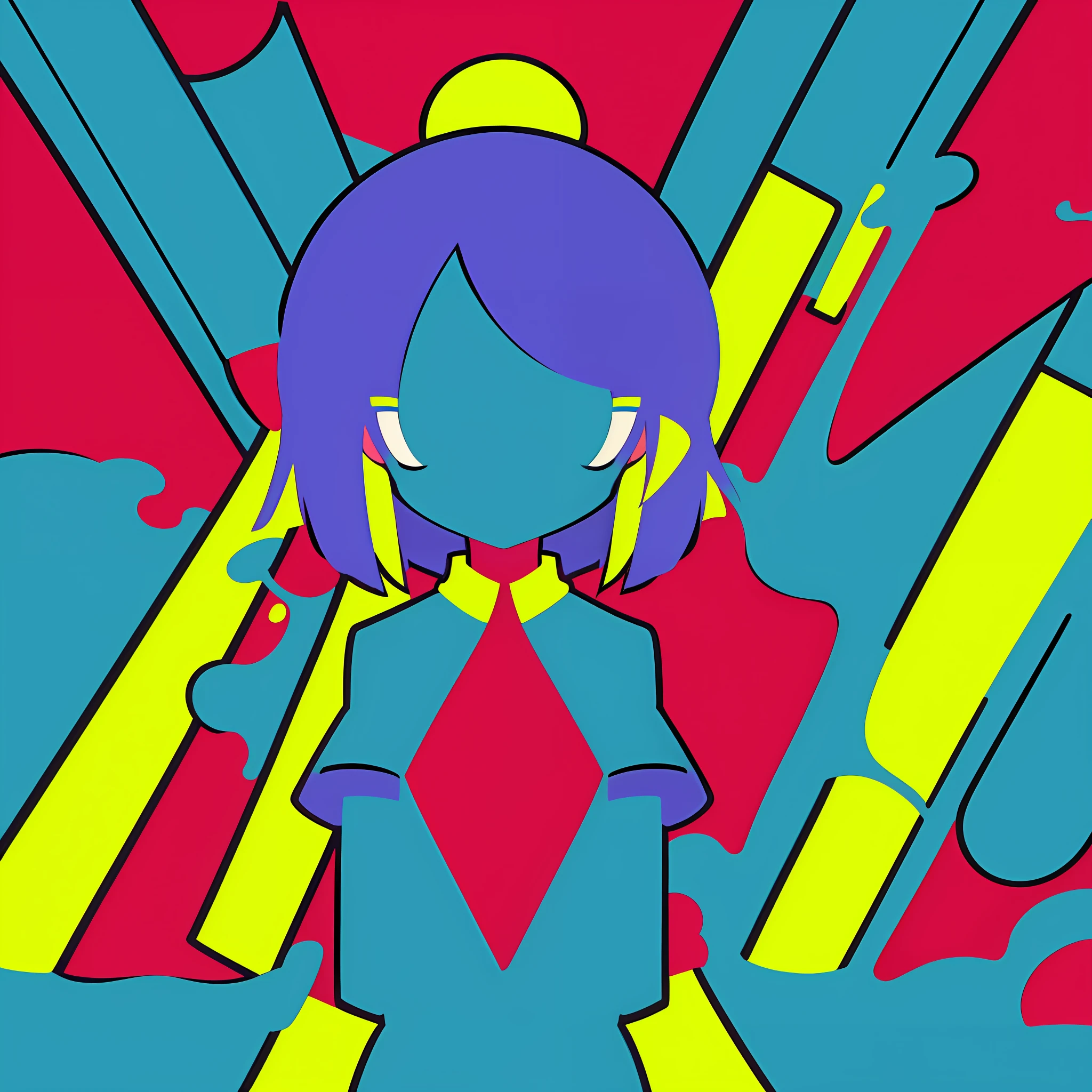 (ultra detailed,ultra high res,detailed background),((2D)),((flat color)),((colorful)),((floating colorful water)),1girl,solo,looking at viewer,BREAK