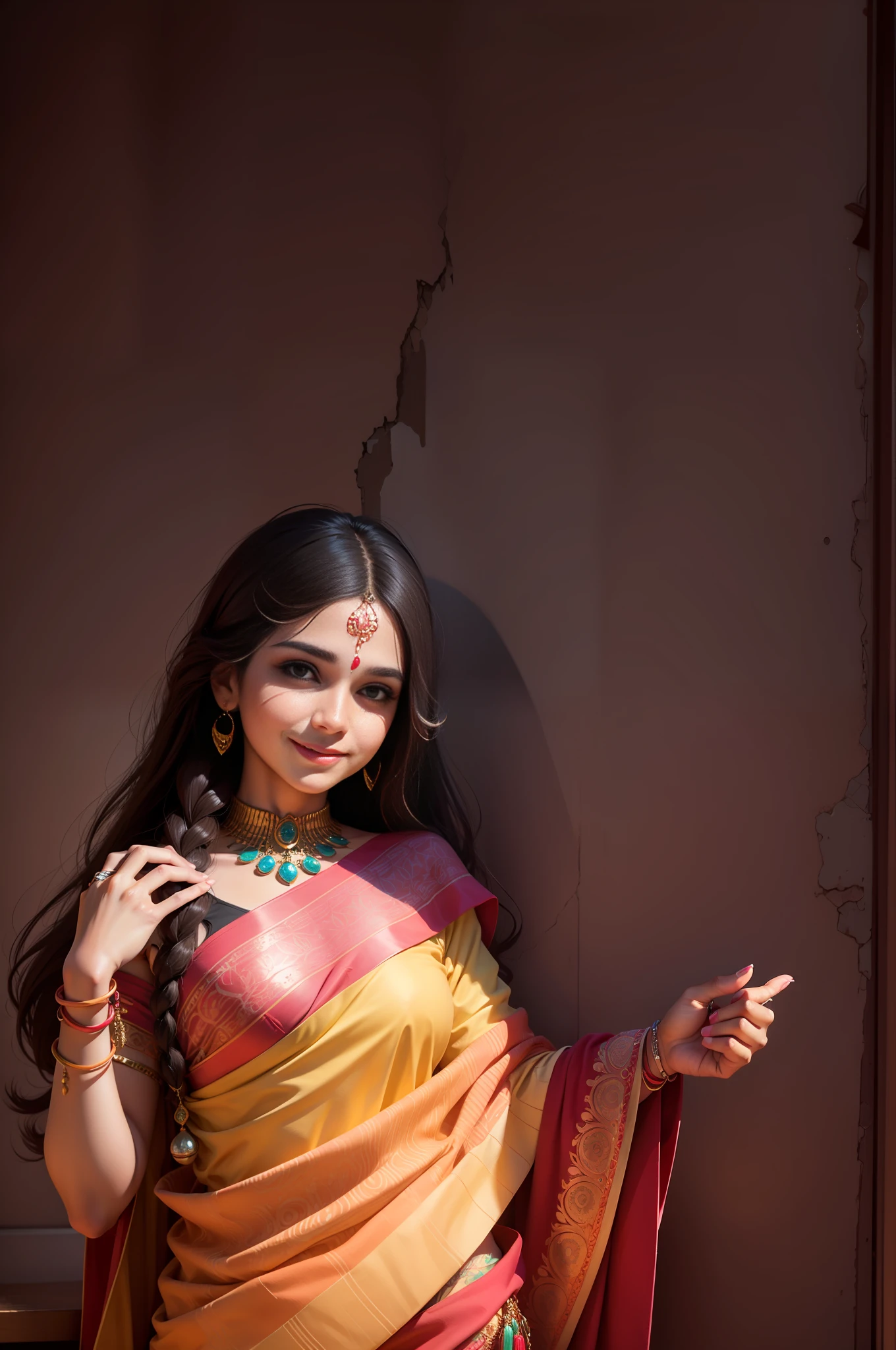indian , blush on face , smile on face , sexy pose , dimpal on face