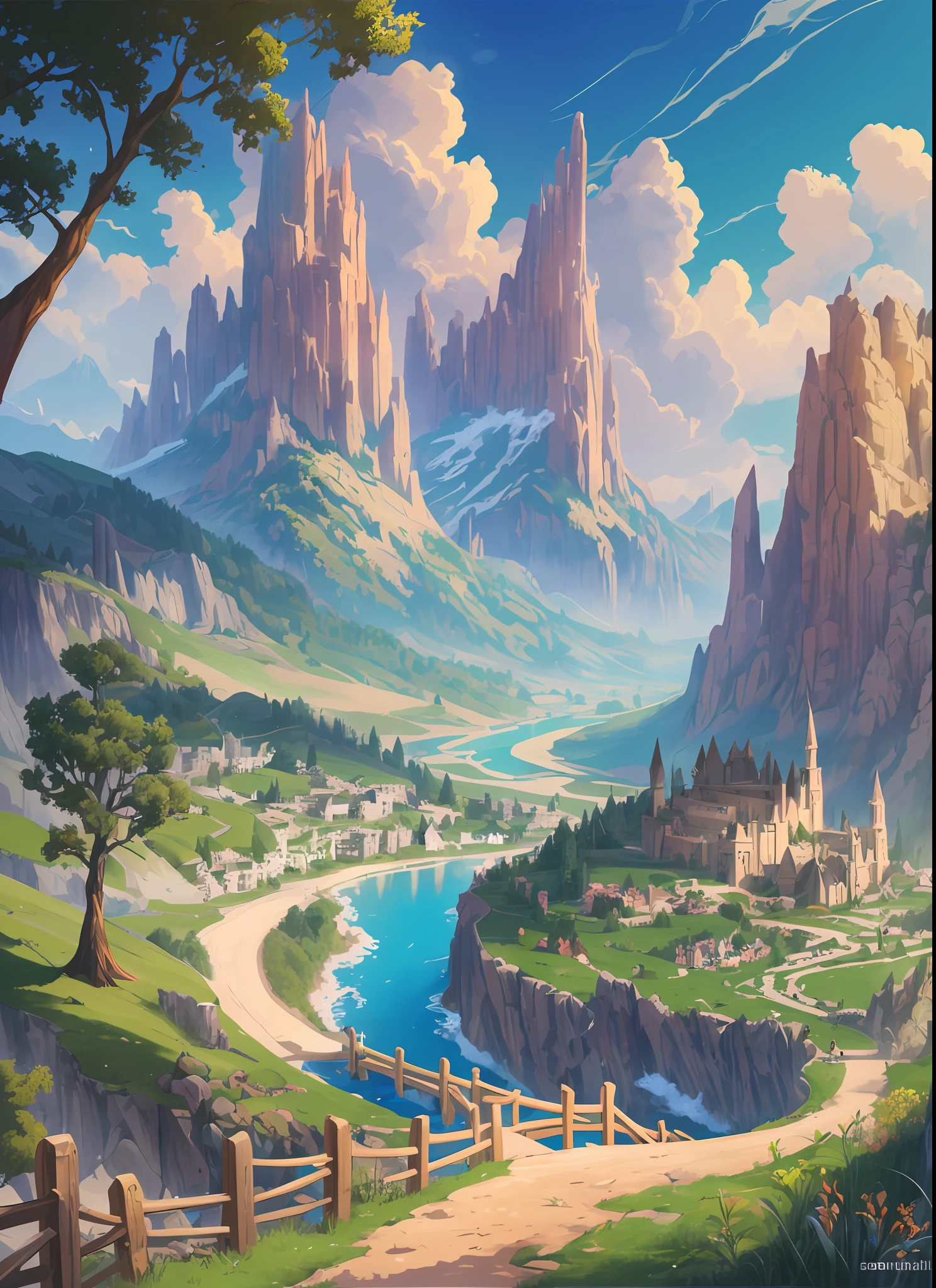 there is a picture of a scenic view of a valley, futuristic valley, epic beautiful landscape, lovely valley, fantastic landscape, in an epic valley, made of tree and fantasy valley, epic dreamlike fantasy landscape, ross tran. scenic background, dreamy landscape, amazing landscape, lush valley, wlop and rhads, a surreal dream landscape, epic landscape, an epic landscape --auto