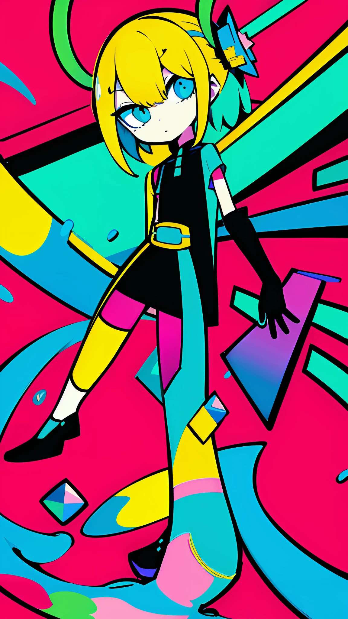 (ultra detailed,ultra high res,detailed background),((2D)),((flat color)),((colorful)),((floating colorful water)),1girl,solo,looking at viewer,BREAK
