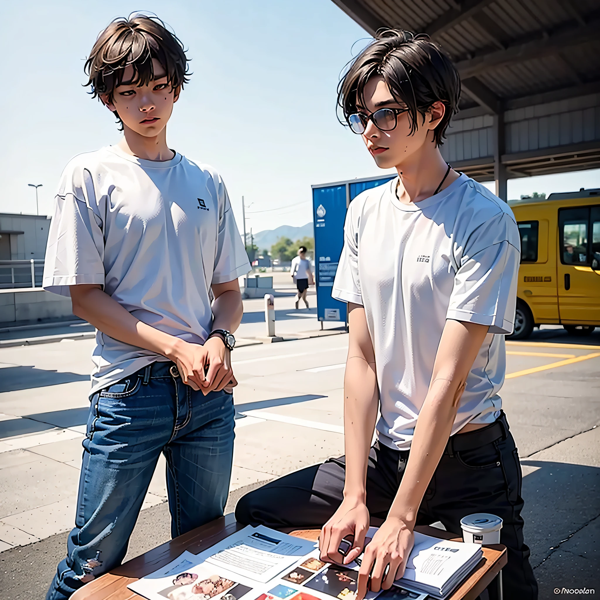 Draw a white T-shirt worn over a boy