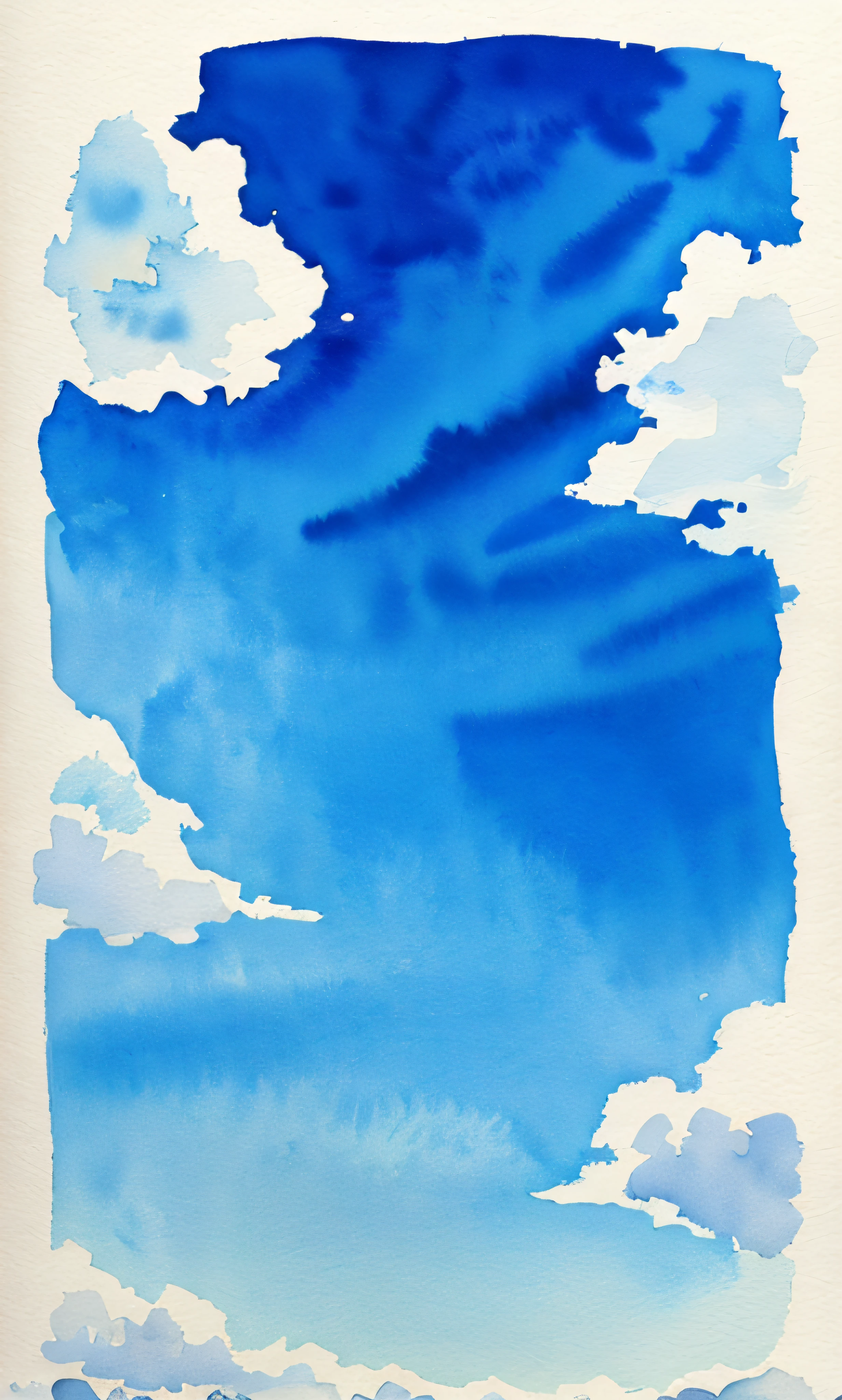 Watercolor painting of blue sky, looked up