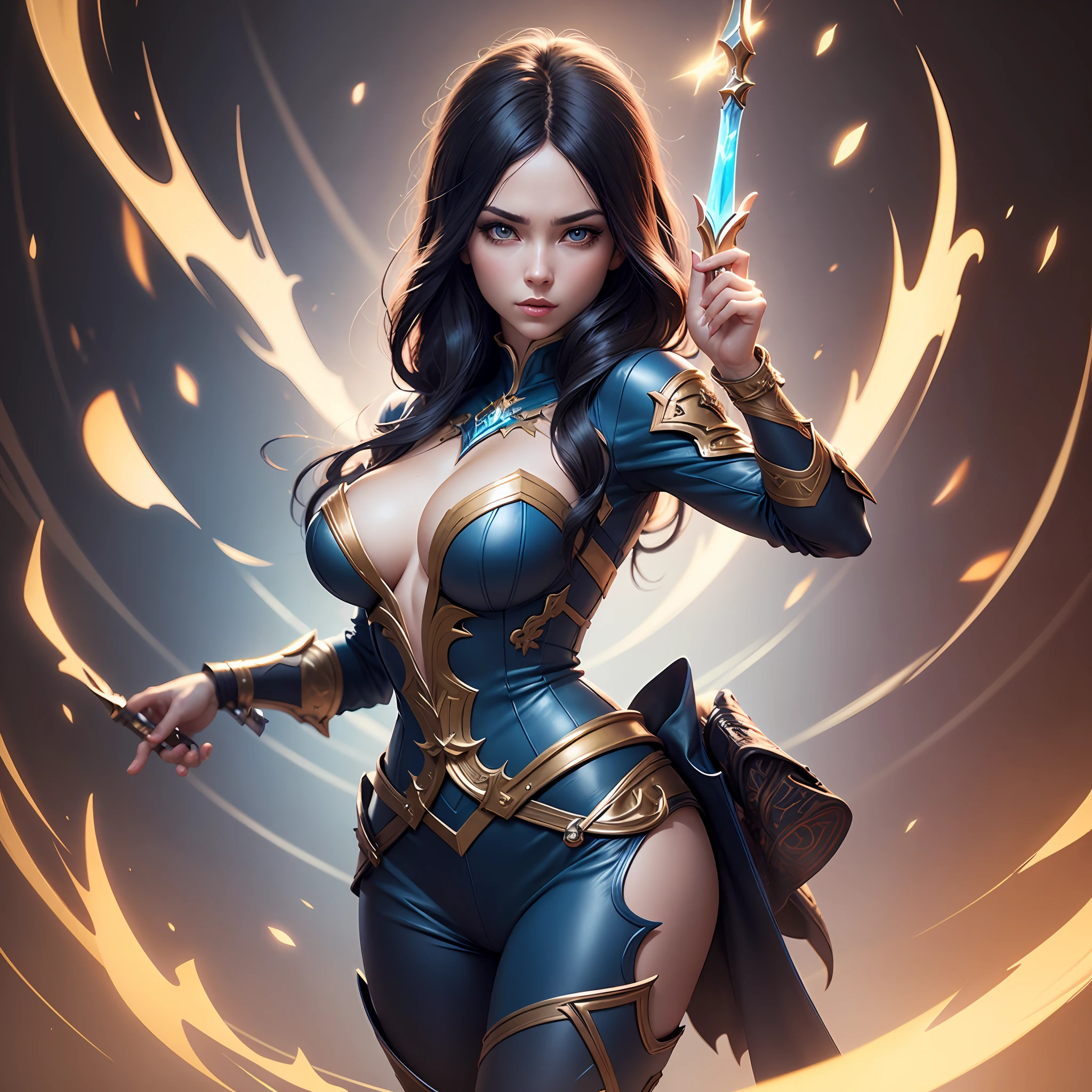 araffed woman in a blue outfit holding a blue and black sword, spellcasting pose, 8k high quality detailed art, extremely detailed artgerm, 2. 5 d cgi anime fantasy artwork, wlop and artgerm, fanart best artstation, 3 d render character art 8 k, 3 d anime realistic, irelia from league of legends --auto
