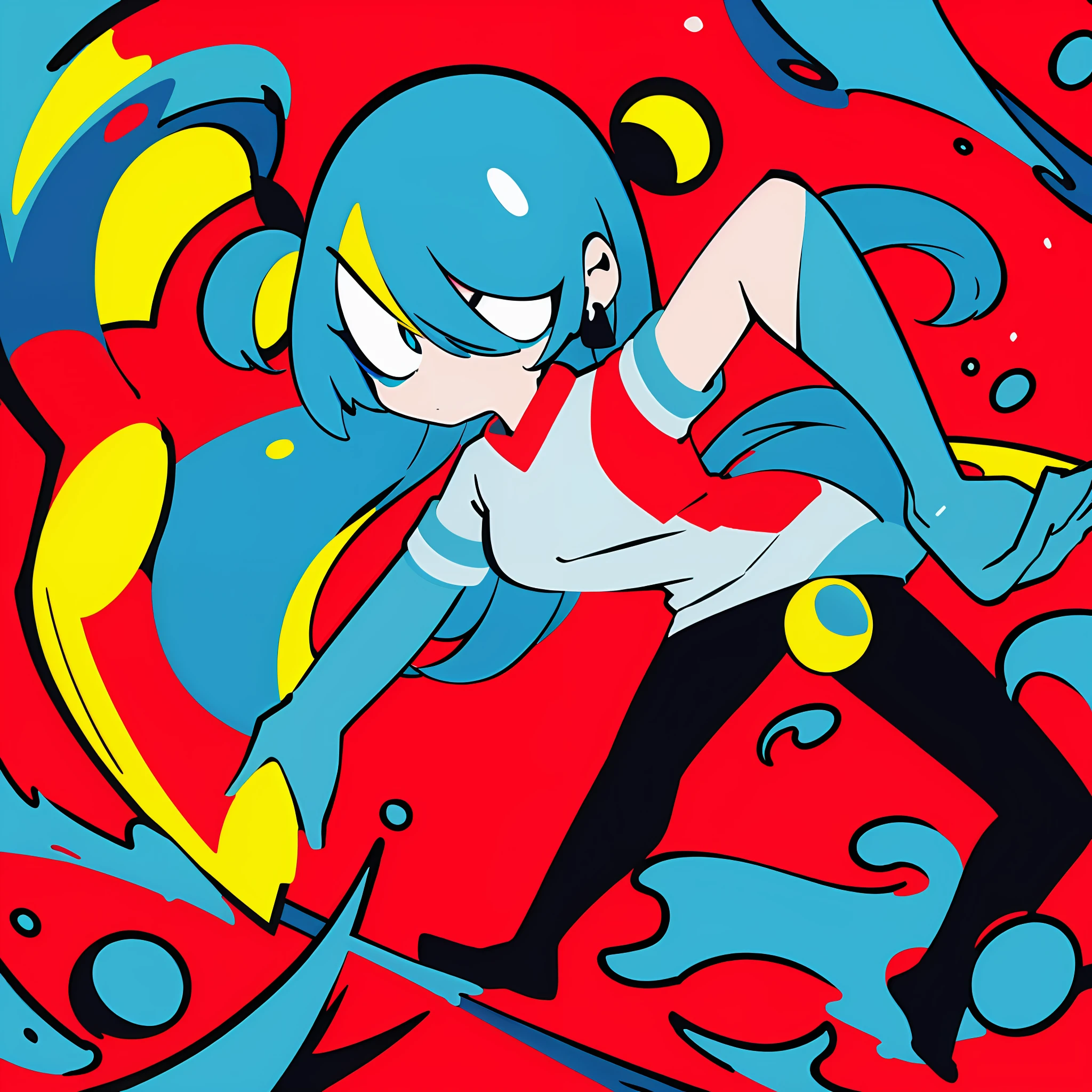 (Ultra Detailed,Ultra High Definition,Detailed Background),((2D)),((Flat Color)),((Colorful)),((Floating Colorful Water)),,1 Girl,Solo,Watch Viewer,Break,Strikes Back