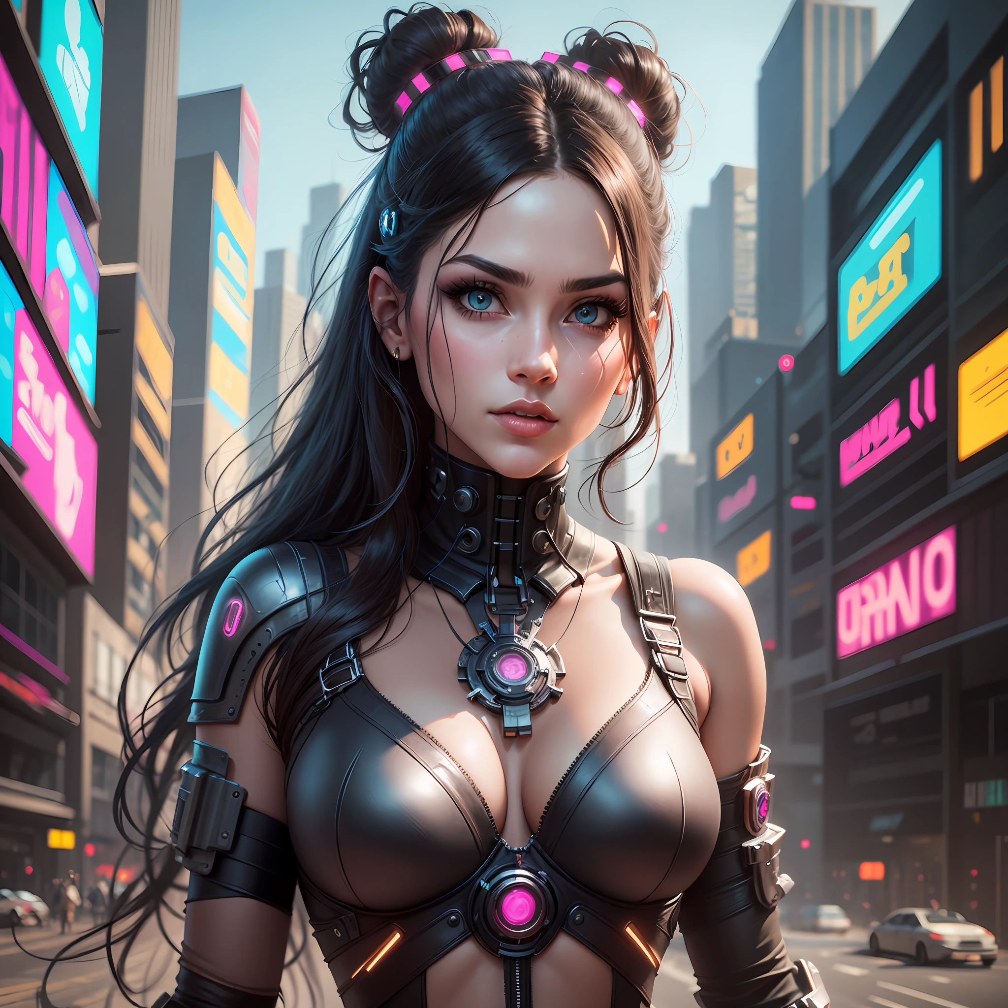 futuristic woman, realistic cyberpunk, long hair, welded --auto --s2
