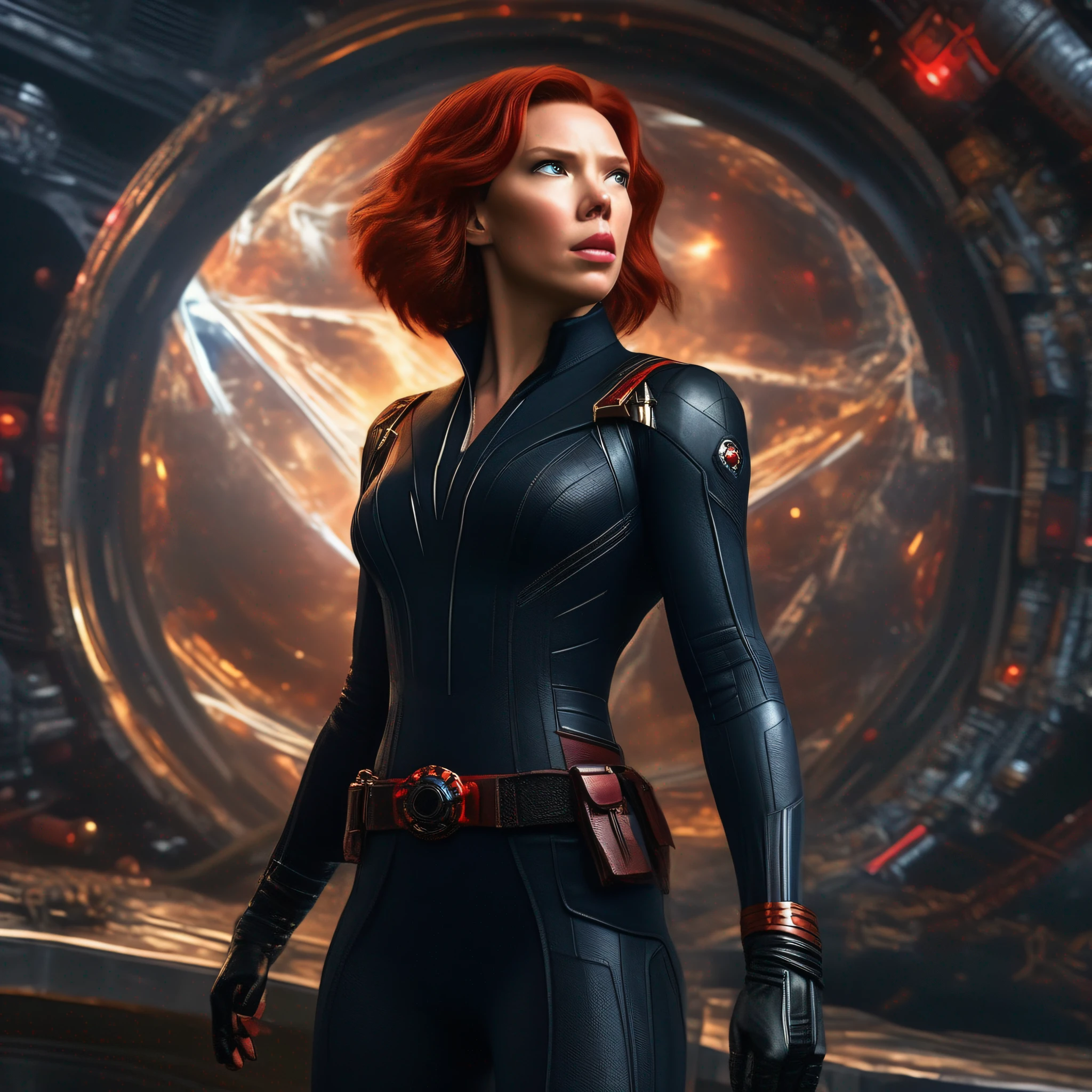 Black widow traveled in multiverse space shared with Doctor Strange photorealism, ultra high quality