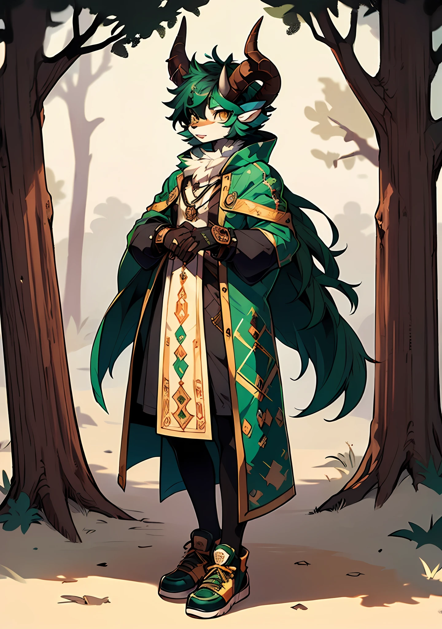Best Quality, Super Detailed Illustration, (1 Furry Sheep Girl With Horns: 1.5),Black Hair, Malachite Eyes, (Thug Clothing: 1.7), Forest, Moon, Sketch, Full Body, Top Quality, Anime, Full-Length, Full Body Visible, Perfect Body, (Very Fluffy: 1.5), Adult, DND