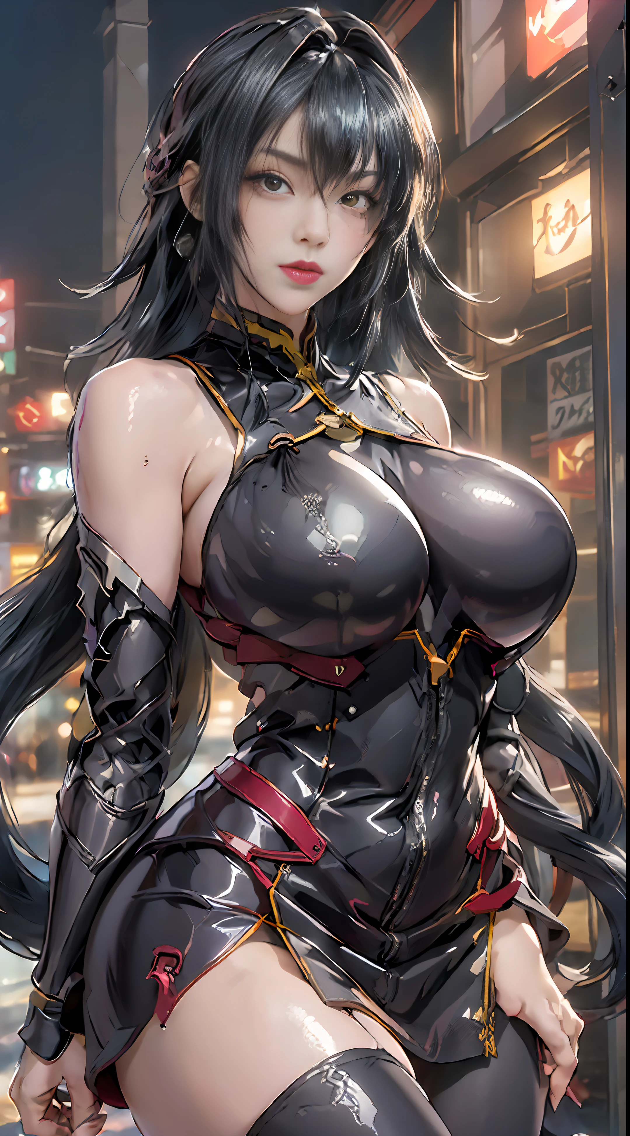 (Best Quality), ((Masterpiece), (Detail: 1.4), 3D, A Beautiful Cyberpunk Woman, HDR (High Dynamic Range), Ray Tracing, NVIDIA RTX, Super-Resolution, Unreal 5, Subsurface Scattering, PBR Textures, Post-Processing, Anisotropic Filtering, Depth of Field, Maximum Sharpness and Clarity, Multi-layer Textures, Albedo and Highlight Maps, Surface Shading, Accurate simulation of light-material interactions, perfect proportions, Octane Render, two-color light, large aperture, low ISO, white balance, rule of thirds, 8K RAW, high slit clothes, split cheongsam, bare shoulders, large boobs, lace trim, pink tender (evening: 1.7), Japan, Tokyo, city view, window, standing under gaze, black clothing, yellow collar shirt, black and red tights, skin_tight, black legs, black pantyhose, Side_boob, Brunette hair, long hair, bangs, yellow eyes, makeup, lipstick, 1 girl, 20 years old, mature female, beautiful fingers, beautiful long legs, beautiful body, beautiful nose, beautiful character design, perfect eyes, perfect face, looking at the audience, NSFW, official art, extremely detailed CG unity 8k wallpaper, perfect lighting, colorful, Bright_Front_face_Lighting, (Masterpiece: 1.0), (best_ quality:1.0), ultra high resolution, 4K, ultra detail, photography, 8K, HDR, high resolution, absurd:1.2, kodak portera 400, film grain, background blur, bokeh:1.2, lens flare, (vibrant_color:1.2) (beautiful, large_Breasts:1.4), (beautiful_face:1.5), (narrow_waist), transparent, lace trim, Lace seduction, bare legs, miniskirt, long legs, thighs, big breasts, huge breasts, split skirt, pink lace trim, buttocks, big breasts, big breasts, big breasts, high split cheongsam, coquettish type, seductive, coquettish, coquettish, big breasts, big breasts, big breasts, chest leakage, bursting breasts, big breasts, seduction, tall figure, white skin and beauty, white hair, fat buttocks, fat buttocks, big buttocks, naked, nothing worn, especially short clothes, bare waist, thong , riotous look, loose long hair, spread legs, half squat, confused, Show between your legs, lie on the ground, put your hands between your legs, and touch your panties