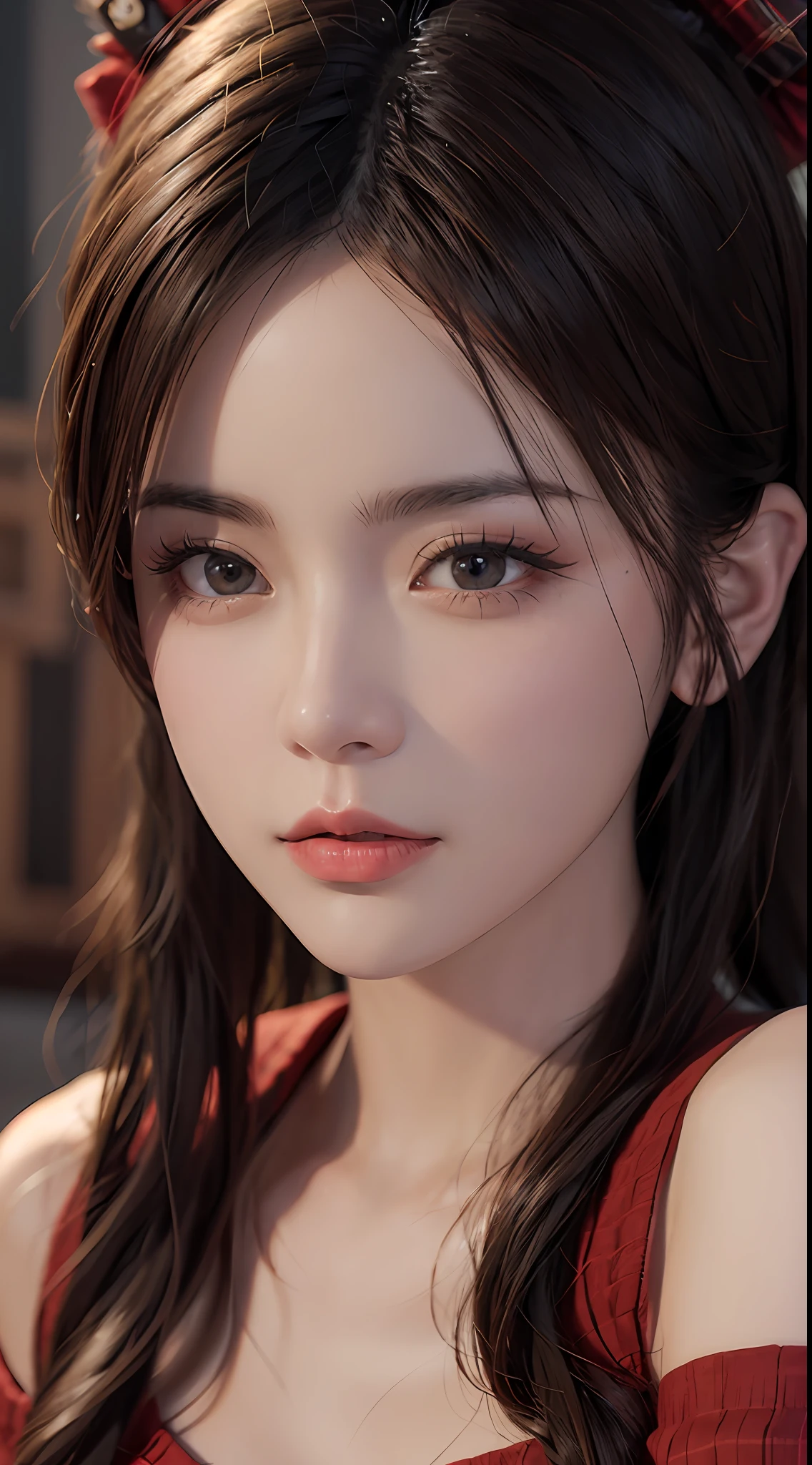 cyq, (zhubao:1.2),1girl, solo, brown hair, long hair, realistic, blurry, brown eyes, blurry background, lips, plaid shirt, red shirt, ulzzang-6500v1.1, (original: 1.2), (realistic: 1.3) , beautiful girl with beautiful details, extremely detailed eyes and face, eyes with beautiful details, absurd, incredibly absurd, huge file size, ultra detail, high resolution, ultra detailed, best quality, masterpiece, illustration, ultra detailed and beautiful, ultra detailed, CG, unity, 8k wallpaper, amazing, fine Detail, masterpiece, top quality, official art, extremely detailed CG unity 8k wallpaper, cinematic lighting,