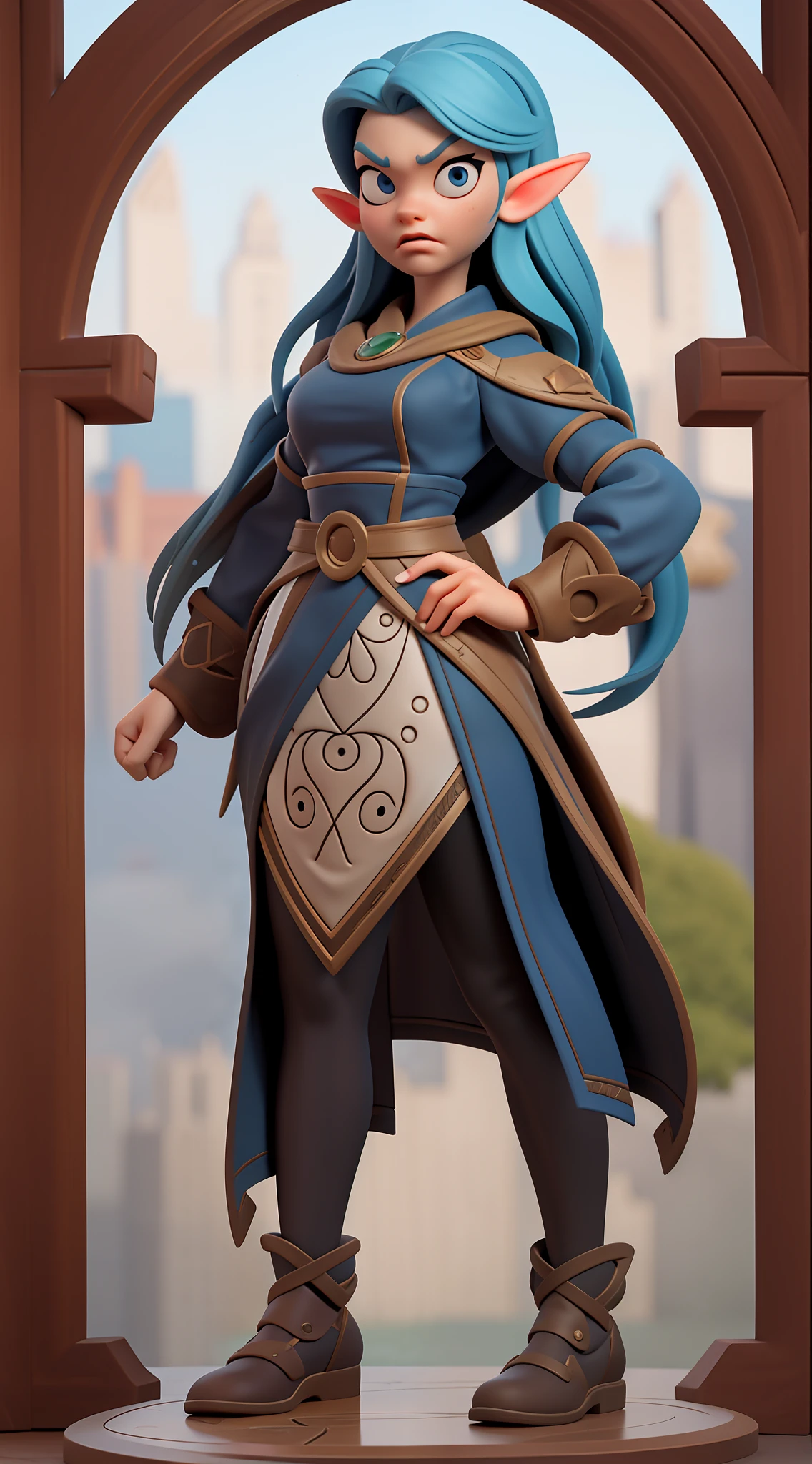 (Masterpiece), (Excellent), (Super Meticulous), (Full Body: 1.2), realistic and proportional human body: 1.2, beautiful Woman, Beautiful female elf: 1.5, tall and slender, small breasts, thin waist, thick thighs, stylized hair: 1.5, solo: 1.5, 1girl, hyper detailed medieval long dress: 1.8, big realistic eyes: 1.2, hyper detailed face, multiple frames with the same character, d&d iconic character, hyper natural realistic skin, hyper realistic tattoos, very clean, confident and proud facial expression, 3D character design, extremely detailed CGI digital art wallpaper, correct anatomy cartoon style, octane rendering, fierce expression on your face, volumetry
