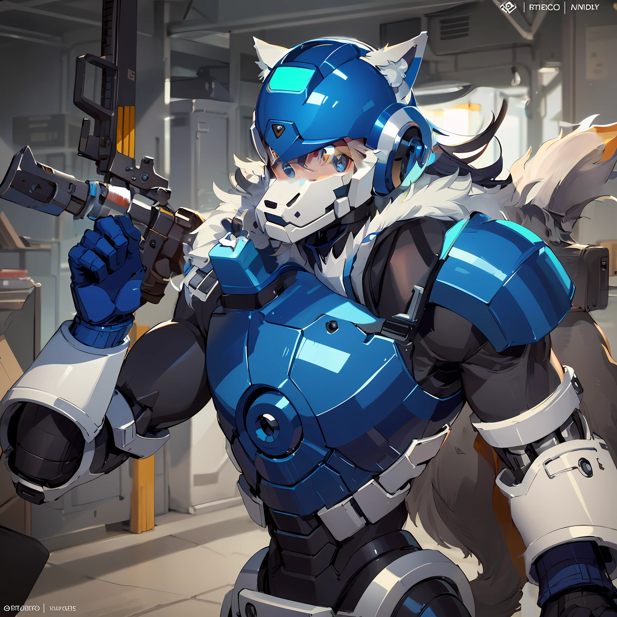 Mecha Wolf snout, megaman wolf armor, robotic wolf, mechsuit wolf helmet