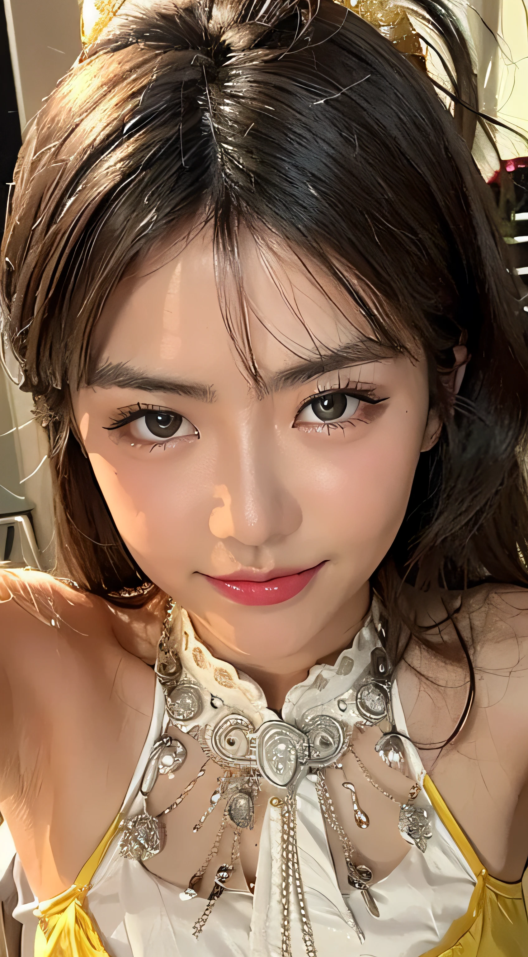 Arafe asian woman with very big breasts in black dress, gorgeous chinese model, 8K selfie, young cute one asian face, beautiful asian girl, chinese girl, IG model |Artgerm, soft portrait shot 8K, girl cute-fine face, Yang Juncento, hot with shining sun, captured by Canon EOS R 6, no panty, from below, high quality, skirt, squat, skirt peep, full body