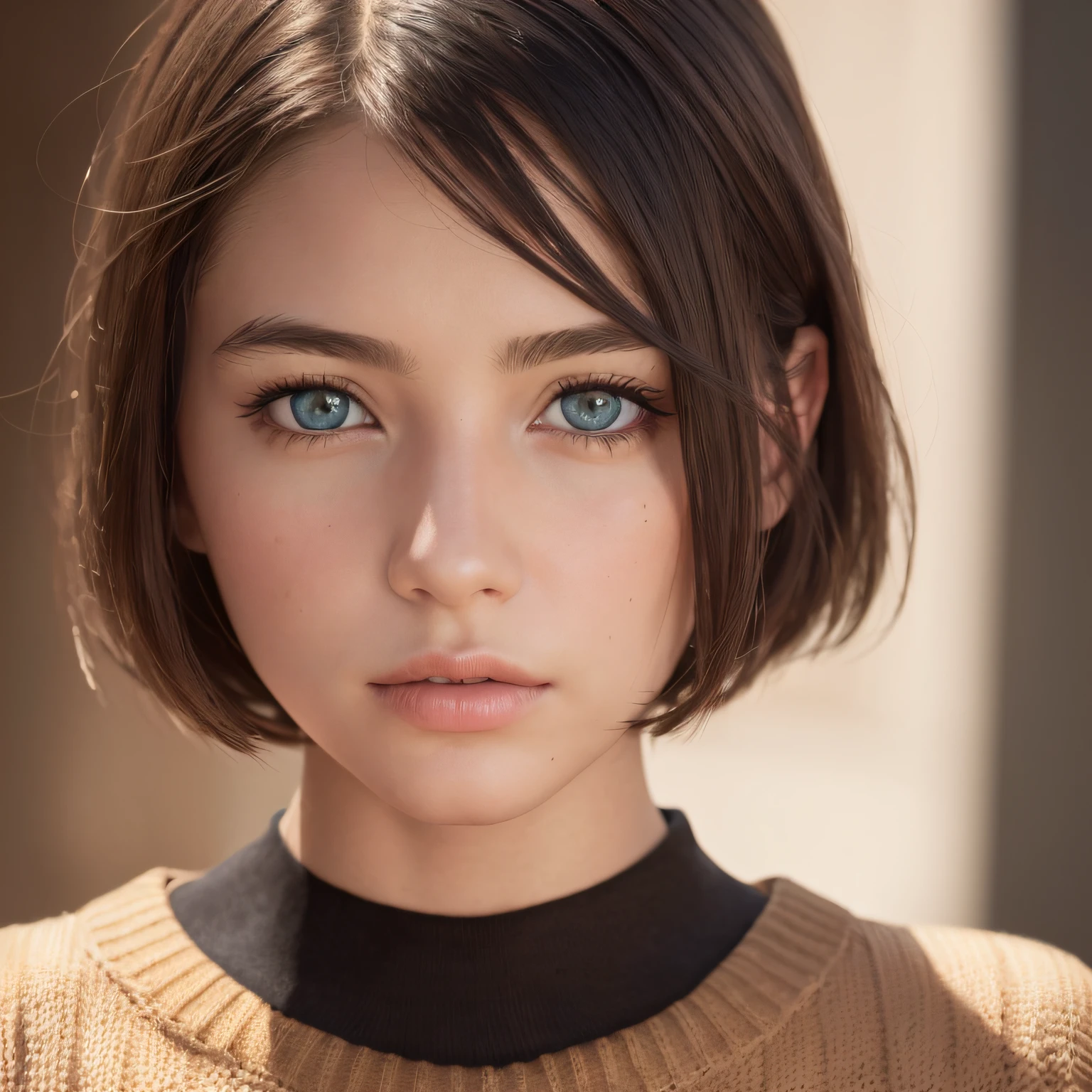 (masterpiece:1.3), (8k, photorealistic, RAW photo, best quality: 1.4), (1girl), beautiful face, (realistic face), (black hair, short hair:1.3), beautiful hairstyle, realistic eyes, beautiful detailed eyes, (realistic skin), beautiful skin, (sweater), absurdres, attractive, ultra high res, ultra realistic, highly detailed, golden ratio --auto