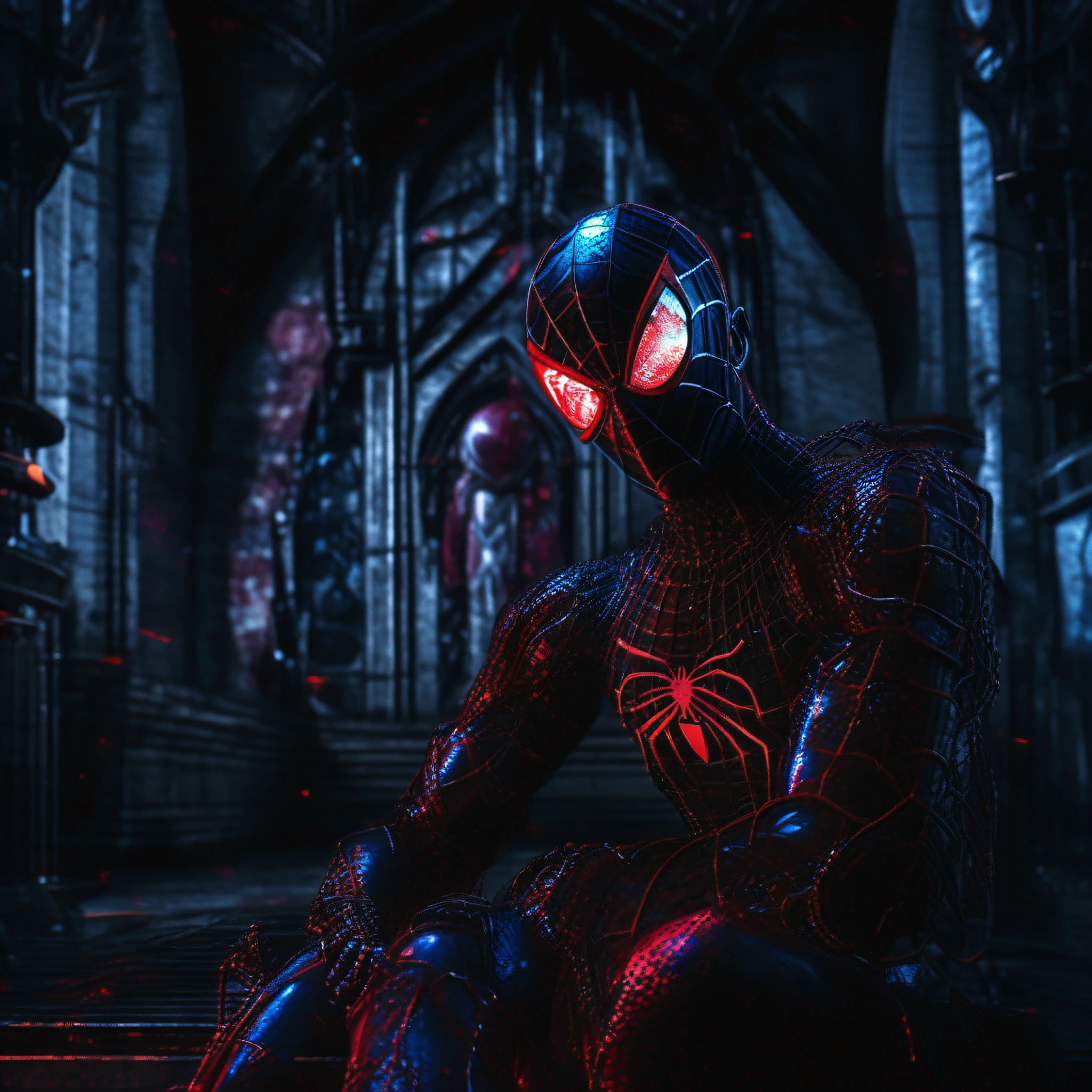 SeaArt Robot
Txt2Img
11:40:16
Dark portrait of Marvel's Bloody Spider-Man with intricate angular cybernetic implants inside a brutalist building, gothic brutalist cathedral, cyberpunk, award-winning photo, bokeh, neon lights, cybernetic limb in the multiverse of the madness of the dark doctor 3