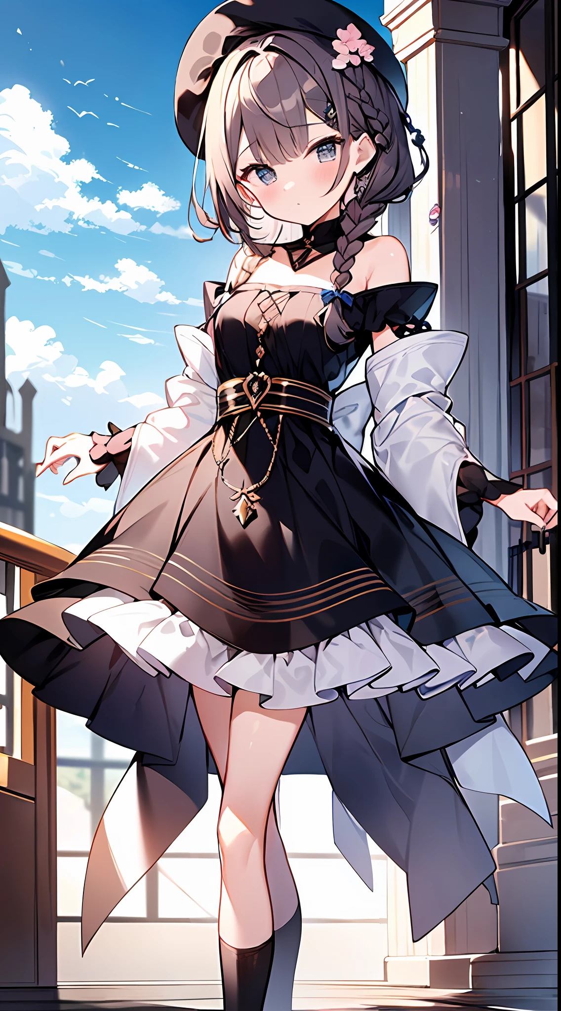 (incredibly absurdres absolutely resolution: 1.5), highest quality, masterpiece, ultra high resolution, 8k, (multiple girls), (gorgeous dresses with many gorgeous and colorful decorations) BREAK shoujo manga style, (loli), soft line drawing, digital enhancement, shojo manga touch, environmental change scenes, shojo manga core, ( Hair length to the shoulders))), (((short braid))), ancient capital of the West, full body visible angle, entangle, beautiful and aesthetic: 1.5, High quality: 1.3