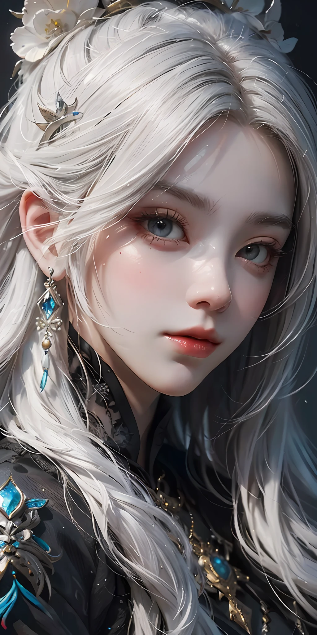 a close up of a woman with white hair and a white mask, beautiful character painting, guweiz, artwork in the style of guweiz, white haired deity, by Yang J, epic exquisite character art, stunning character art, by Fan Qi, by Wuzhun Shifan, guweiz on pixiv artstation