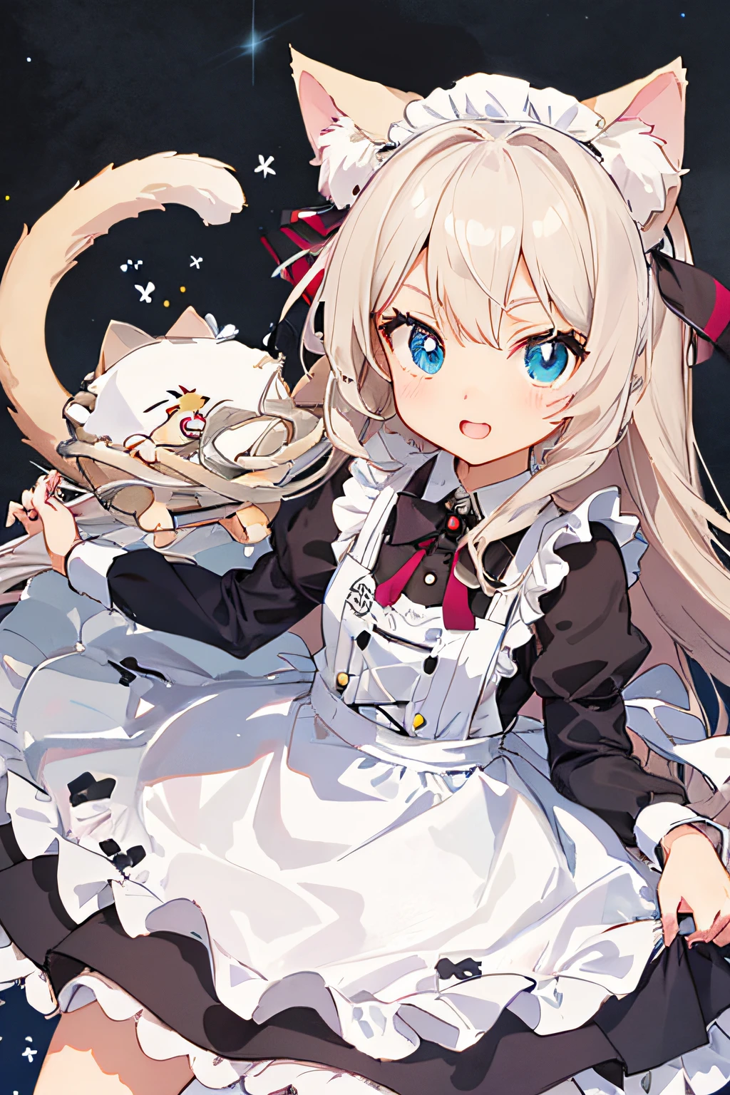 anime girl with long hair and a cat ears in a dress, anime cat girl in a maid costume, splash art anime loli, loli in dress, cute anime catgirl, anime girl in a maid costume, anime moe artstyle, ??????????? loli, very beautiful anime cat girl, loli, anime catgirl, gorgeous maid, anime girl with cat ears