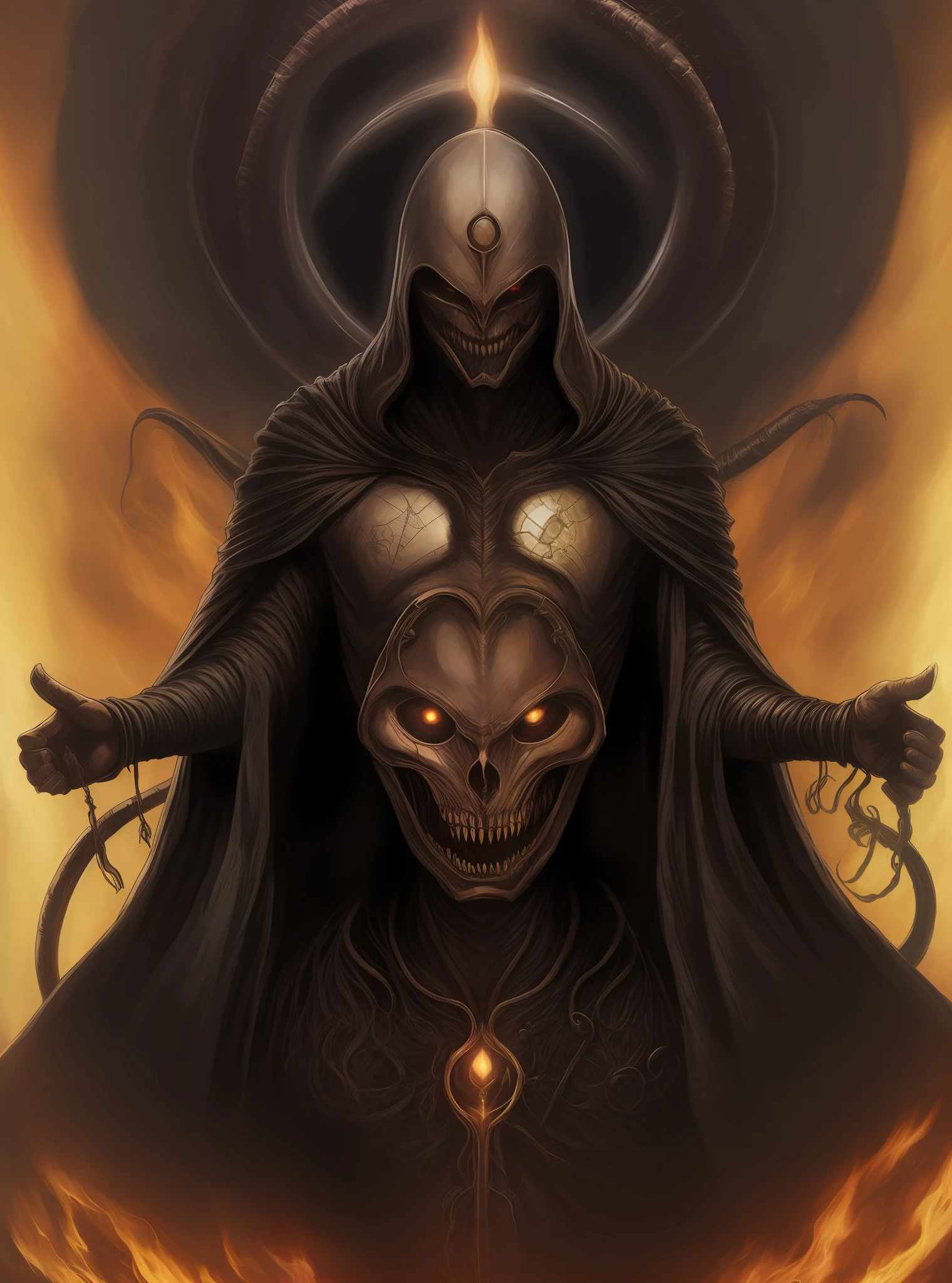 the oracle of despair harnessing the darkness, ascended creature of alien origins, king of agony