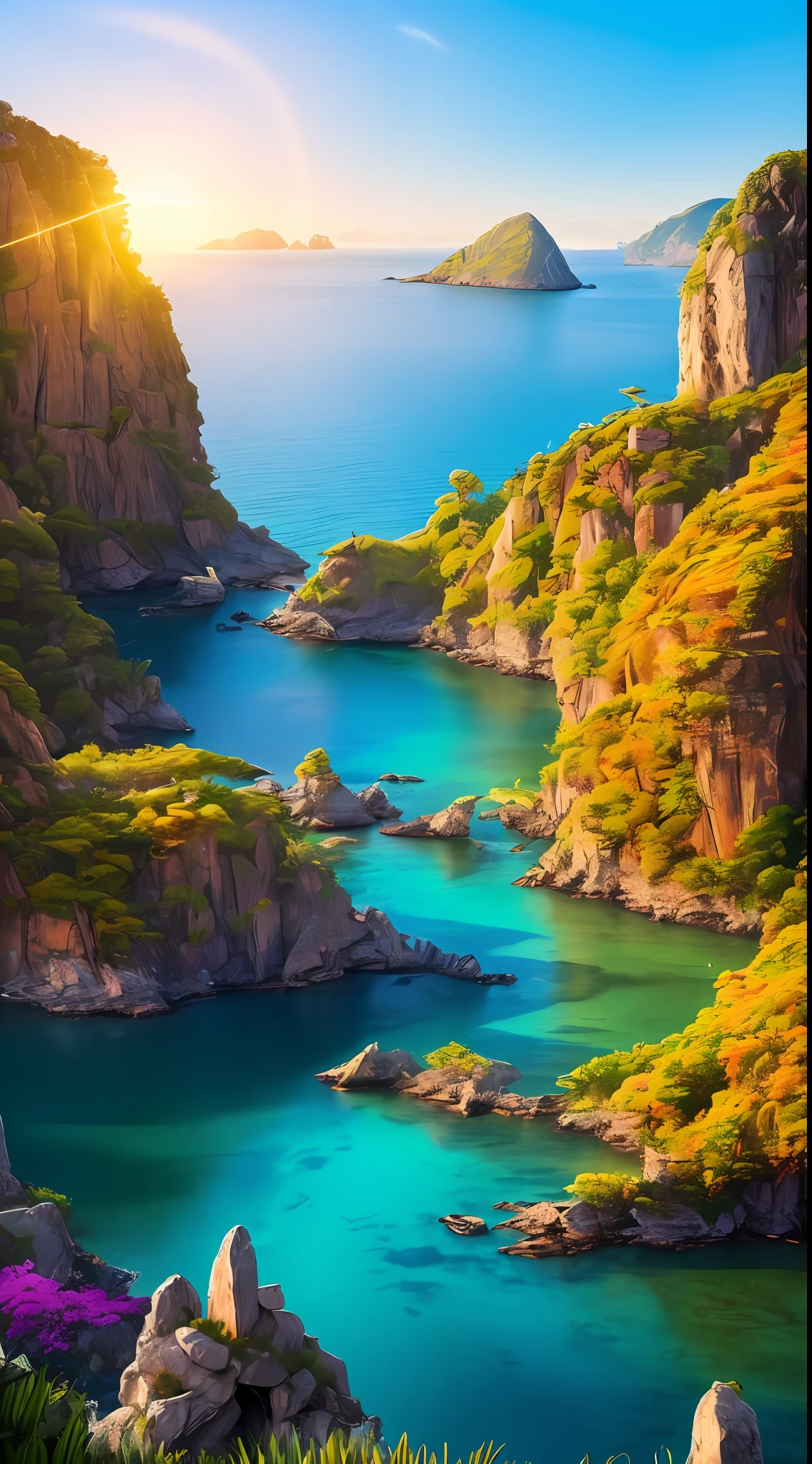 (Best Quality), Oriental Detailed Background, Landscape, Steampunk, Sea, Morning --auto