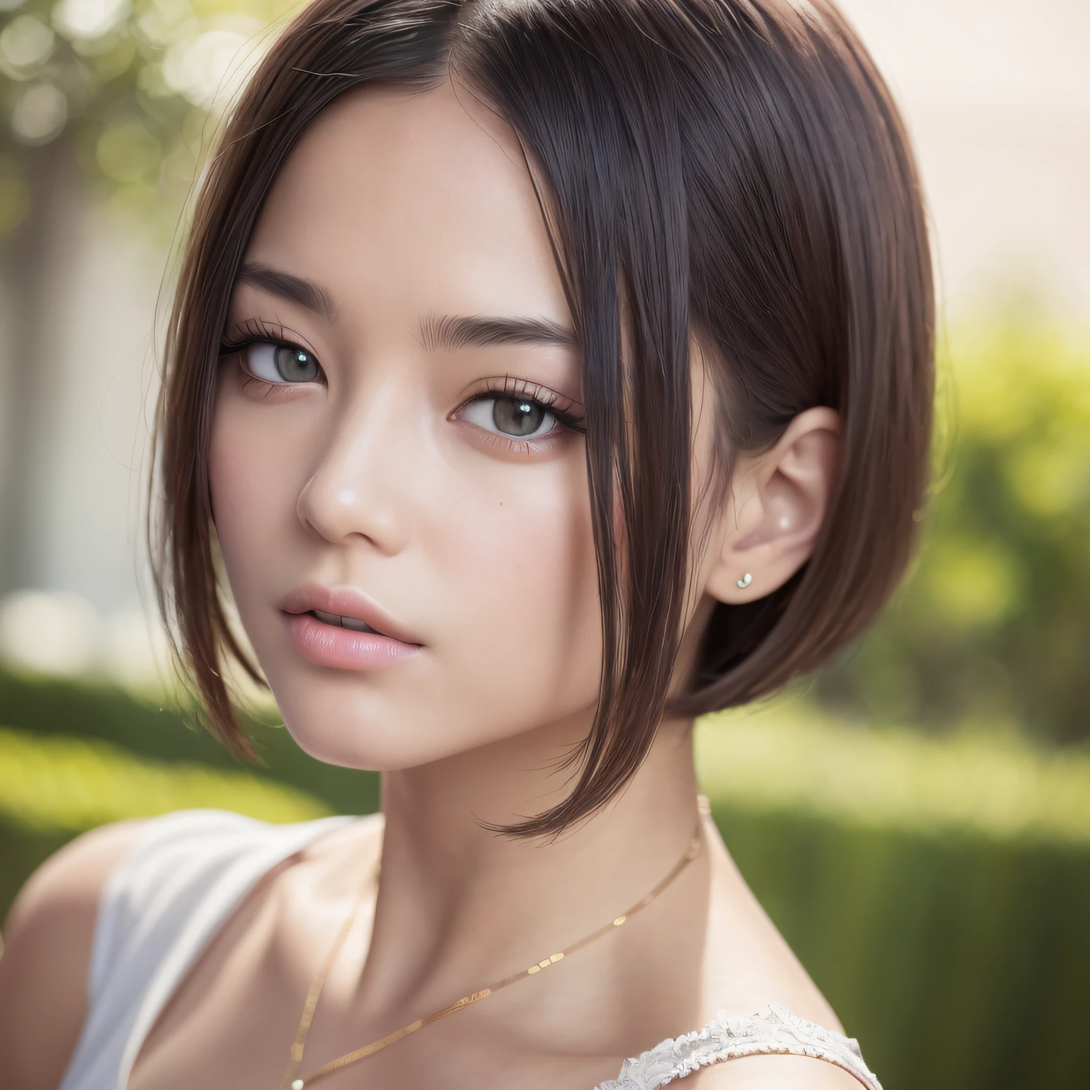 (masterpiece:1.3), (8k, photorealistic, RAW photo, best quality: 1.4), (1girl), beautiful face, (realistic face), (black hair, short hair:1.3), a beautiful Chinese girl, beautiful hairstyle, realistic eyes, beautiful detailed eyes, (realistic skin), Beautiful skin, (slip dress), background rich, ridiculous, attractive, super high resolution, super realistic, very detailed, golden ratio