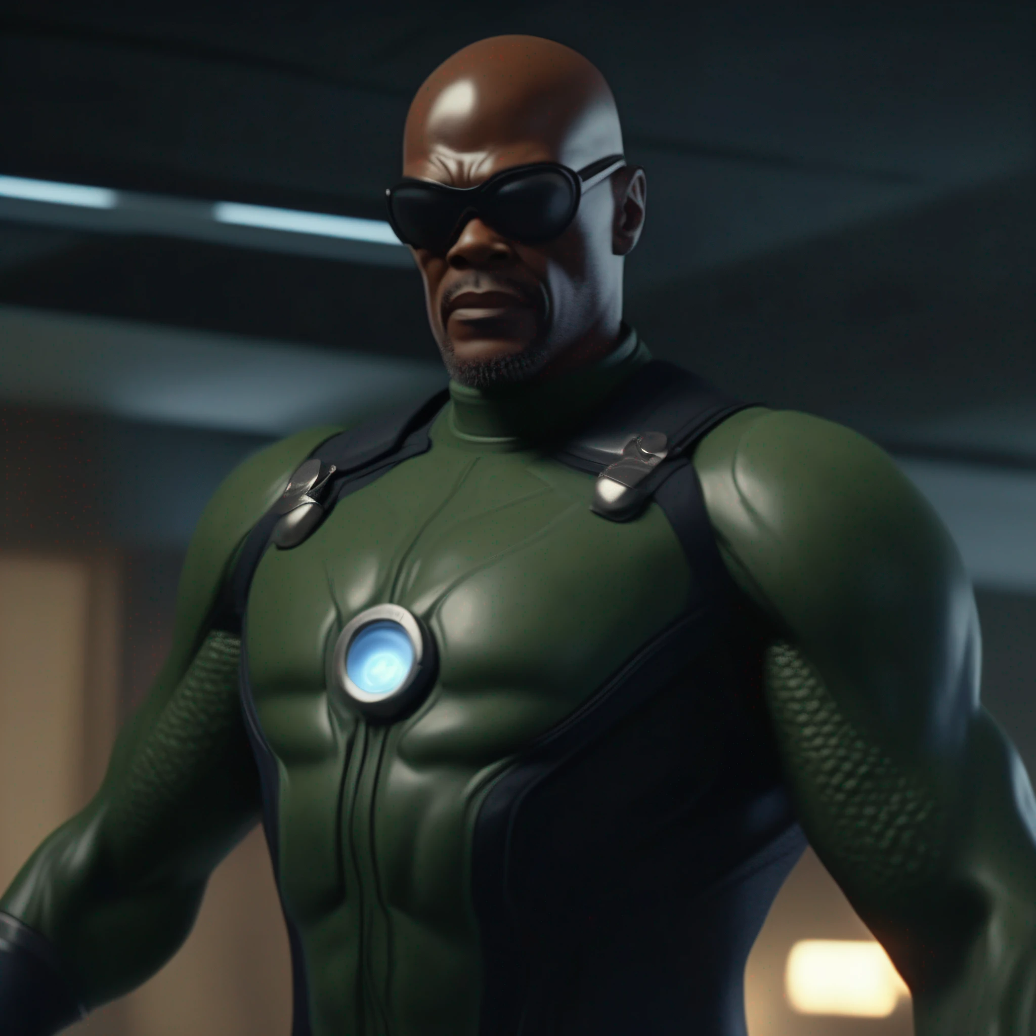 Nick fury in the secret invasion at the beginning of the skrulls war, photorealism, super sharp, (8k) Ultra High Quality,
