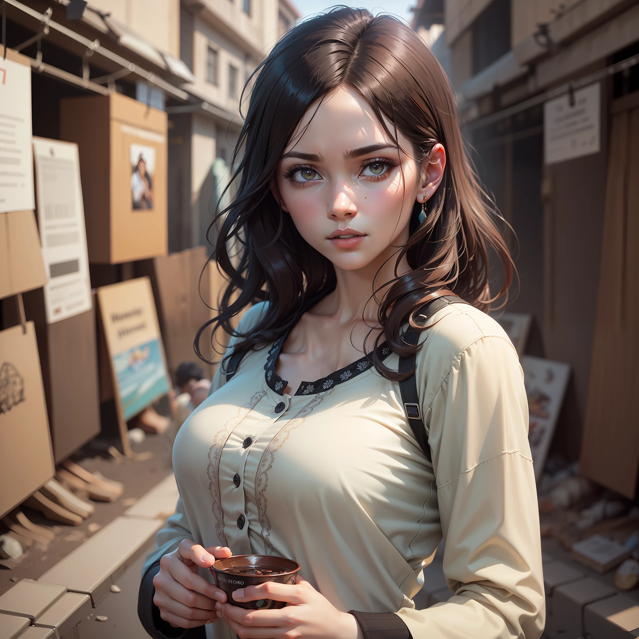 photo of extremely sexy (ccr4wf0rd:0.99), a woman as a movie star in Saree and blouse, (closeup portrait:1.2), model shoot style, (extremely detailed CG unity 8k wallpaper), photo of the most beautiful artwork in the world, professional majestic oil painting by Ed Blinkey, Atey Ghailan, Studio Ghibli, by Jeremy Mann, Greg Manchess, Antonio Moro, trending on ArtStation, trending on CGSociety, Intricate, High Detail, Sharp focus, dramatic, photorealistic painting art by midjourney and greg rutkowski, (tight long sleeve shirt:1.2), (long trousers), ((crowded slums street)), (looking at viewer:1.2), (detailed pupils:1.3)