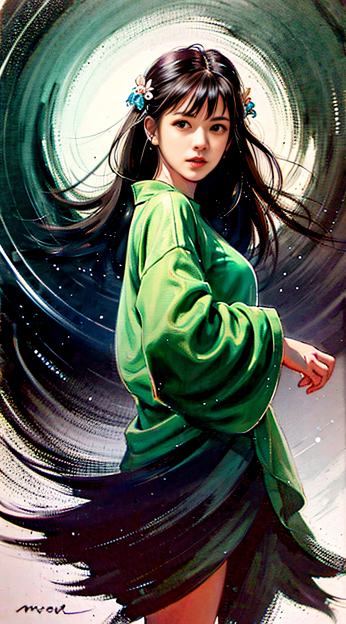 stechu,(white background:1.4), ((tachi-e)), original,(illustration:1.1),(best quality),(masterpiece:1.1),(extremely detailed CG unity 8k wallpaper:1.1), (colorful:0.9),(panorama shot:1.4),(solo:1.2), (ink splashing),(color splashing),((watercolor)), clear sharp focus,{ 1girl standing },((korean style )),flower background,outdoors,rocks, looking at viewer, make happy expressions,soft smile,pure,beautyfull detailed face and eyes,beautyfull intricacy clothing decorative pattern details, black hair,black eyes,colorwater