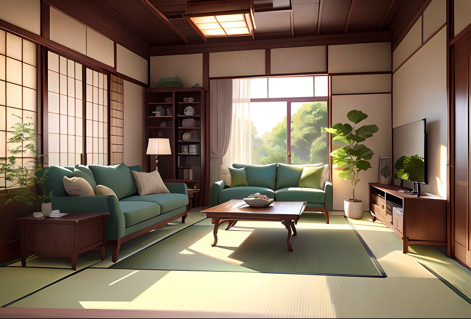 Masterpiece, Japanese-style living room, interior decoration details, decoration design drawing, high detail, high resolution render --v 6