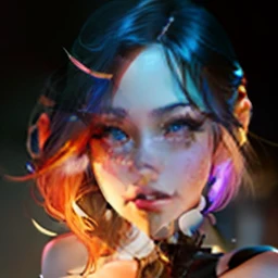 ((ultra detailed)),((Bright eyes)), (Detailed eyes) , 8k, blink blink, (The Little Faux Freckles Makeupgirl), ((realistic skin)), ((focus detailed 2 straps on the shoulders of dress)) , ((shiny facial skin)), with colorful hair and a colorful dress, rossdraws pastel vibrant, rossdraws cartoon vibrant, style anime 8k, beautiful portrait, artgerm colorful!!!, ! dream artgerm, beautiful anime girl, styled digital art, art wallpaper 8k, digital art, extremely detailed artgerm,