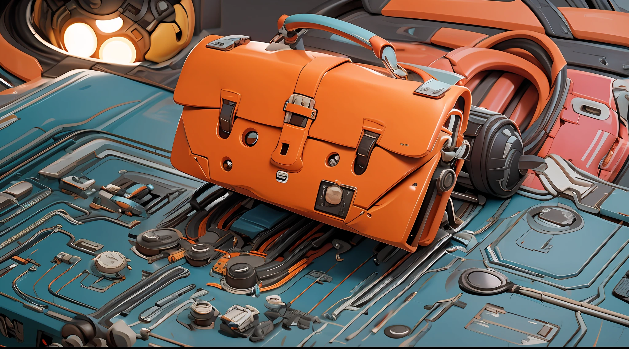 A remarkable mechanical themed cyberpunk style bag design