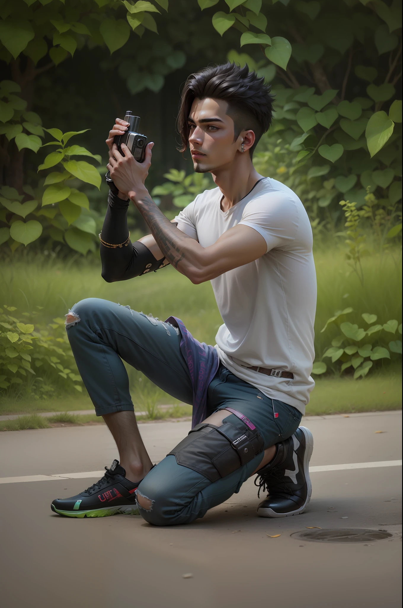 Background change cyberpunk handsome boy  ultra realistic face