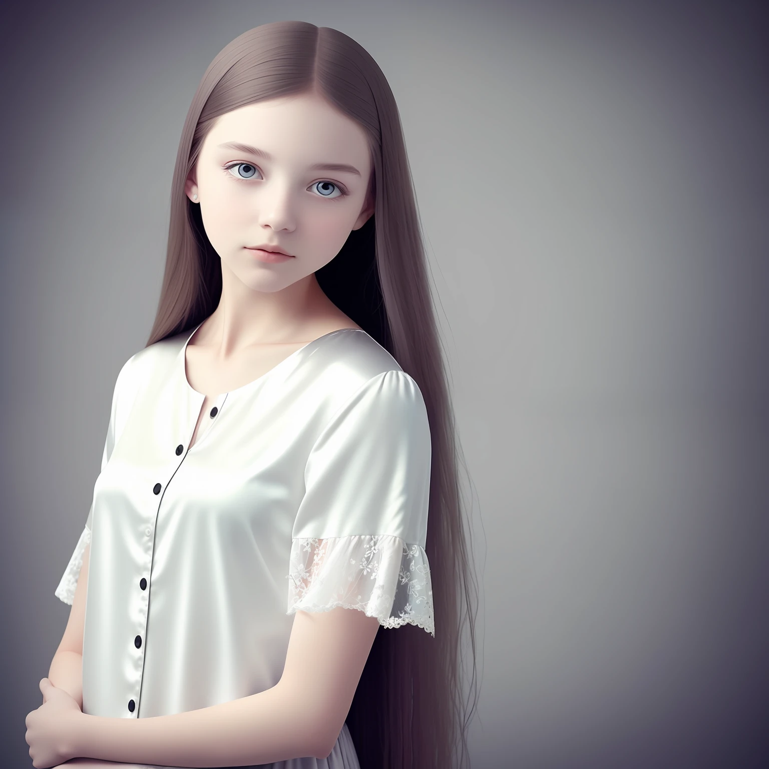 White silk, young girl,