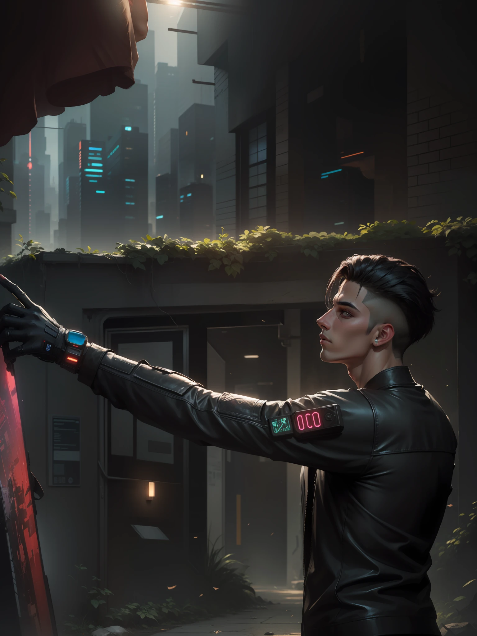Change background cyberpunk handsome boy, realistic face,