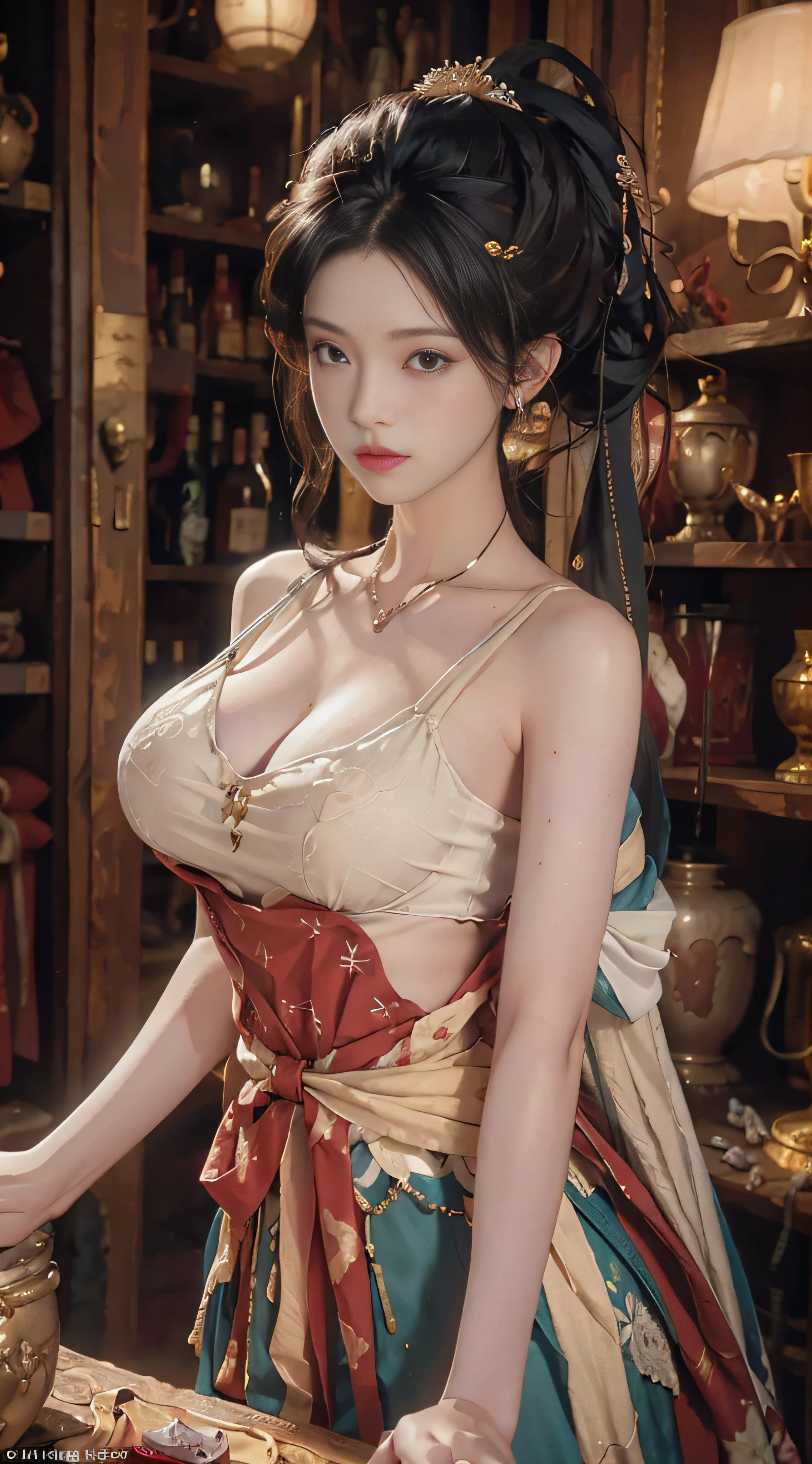 (Masterpiece: 1.2, Best Quality), (Real Pictures, Intricate Details), (1 Lady, Solo, Upper Body, Big Breasts) Clothing: neat, stylish, cool,