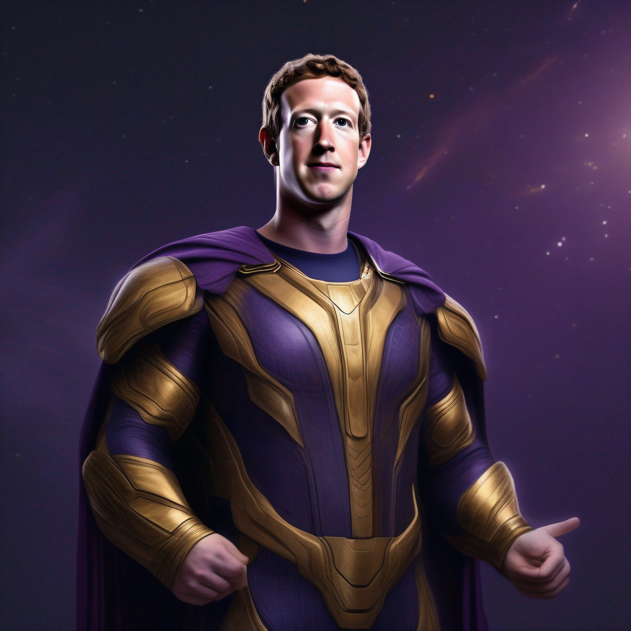 Mark Zuckerberg dressed in Thanos' costume