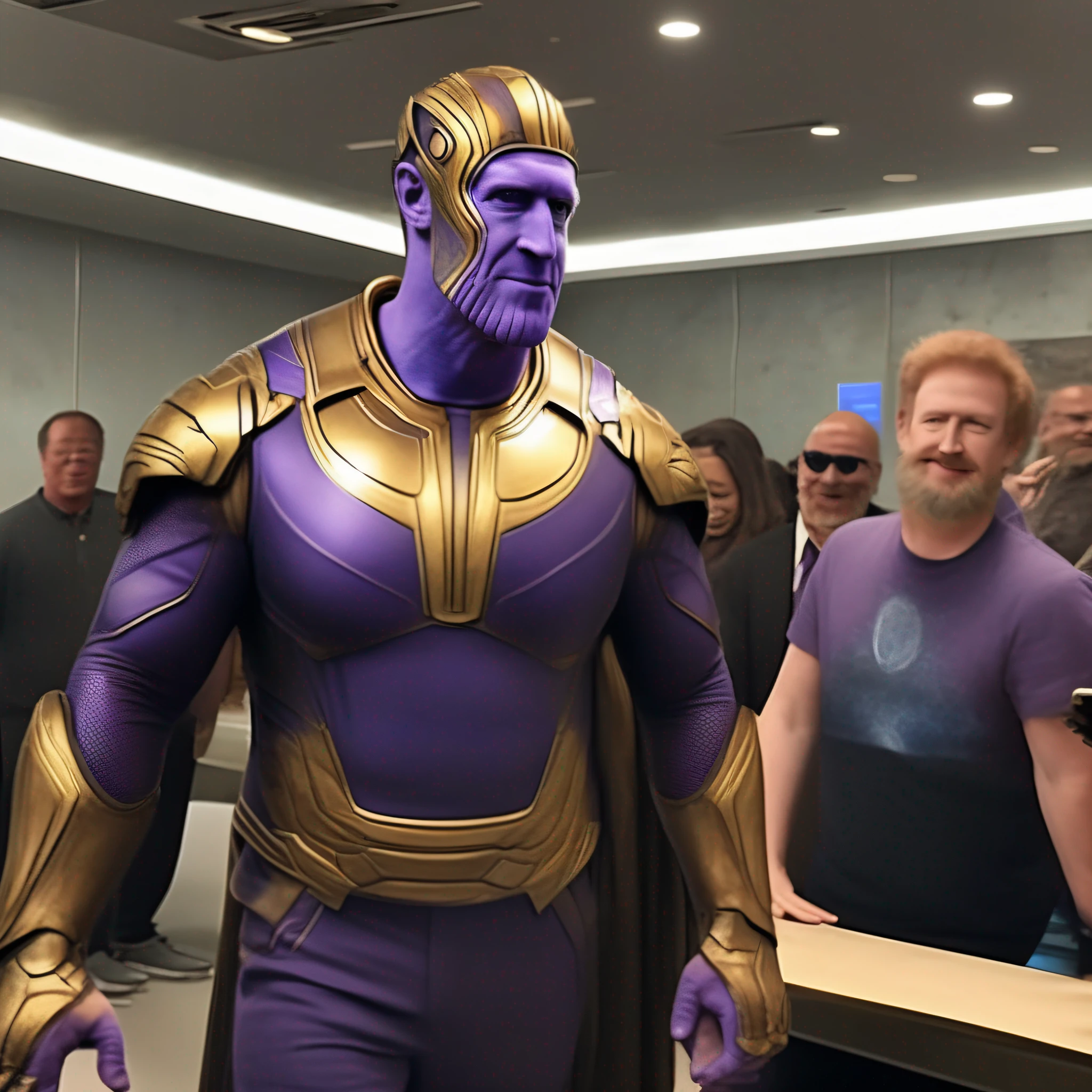 Mark Zuckerberg dressed in Thanos' costume