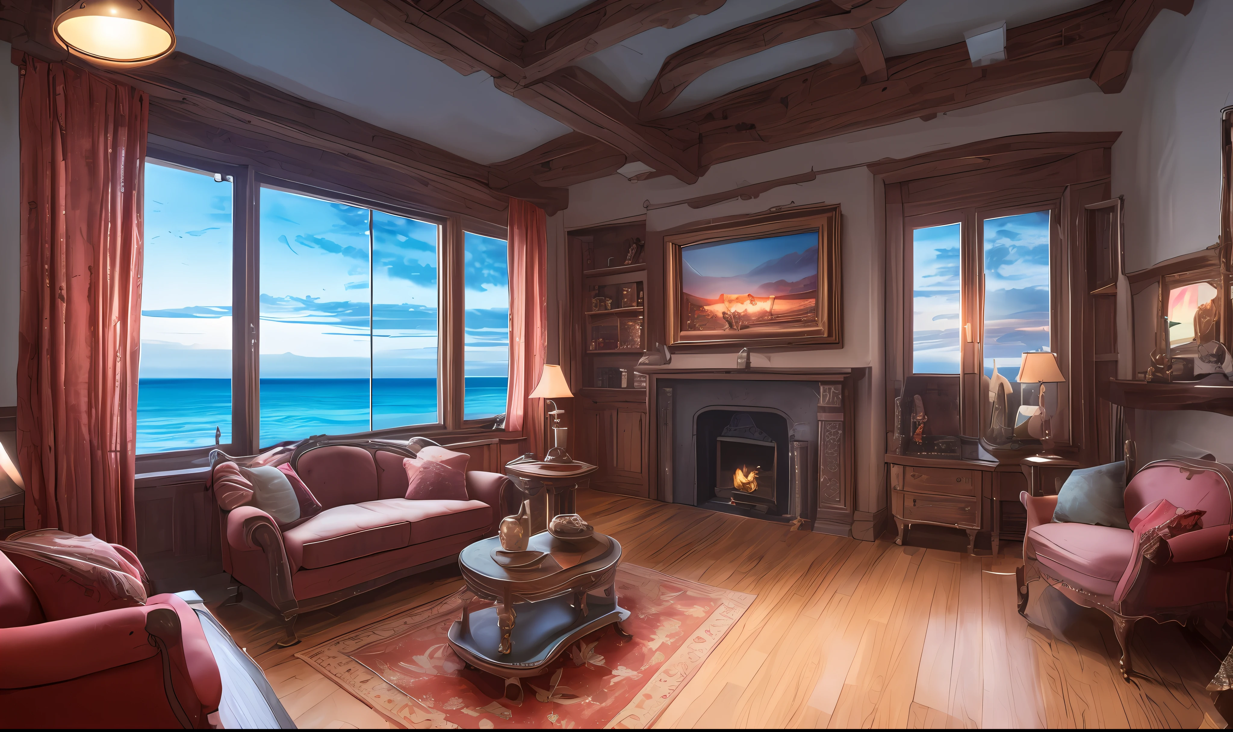 Vast landscape photography, (sea view), BREAK Production Art, (warm light source: 1.2), lamps, intricate details, volume lighting BREAK (masterpiece: 1.2), (highest quality), 4k, ultra detailed, (dynamic composition: 1.4), highly detailed and colorful details (iridescent: 1.2), (sparkling lighting, atmospheric lighting), dreamy, magical, (solo: 1.2), airiness,