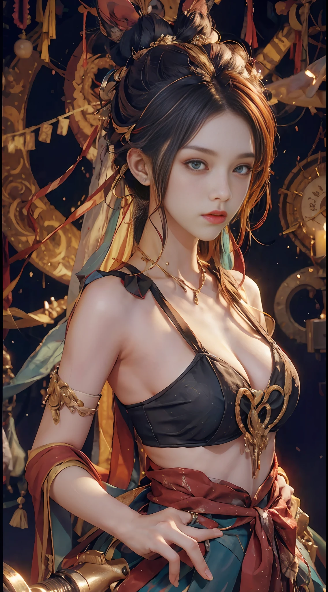 (1 woman, solo, upper body, big breasts) Clothing: neat, stylish, cool, fashionable, non-standard, avant-garde, experimental Appearance: shaved head or bold hair color,