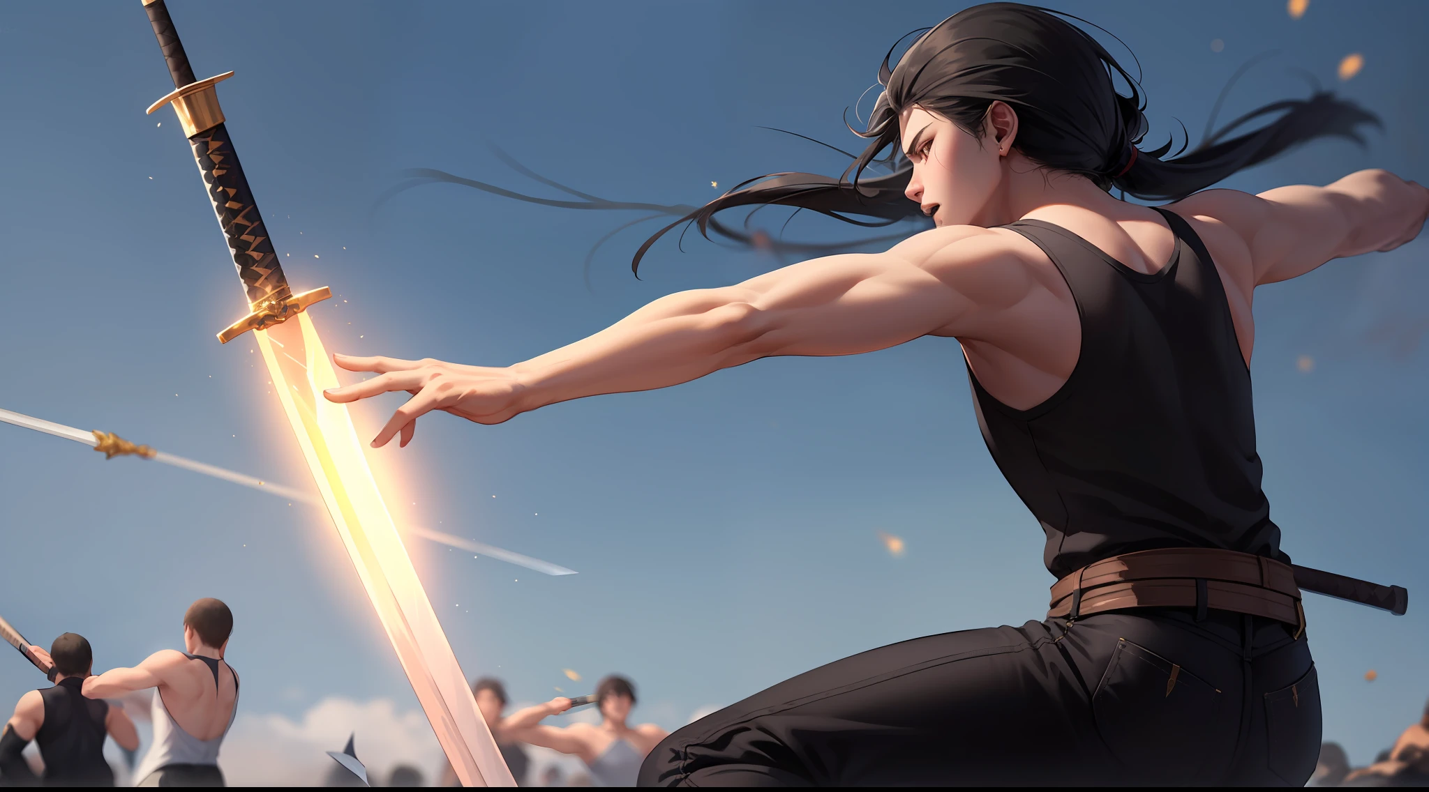 Extremely quick to dodge, the spear stabbed like a shooting star (strong youth, black hair, Great Tang, holding a long sword, sharp eyes) but he quickly dodged and defused the fatal blow