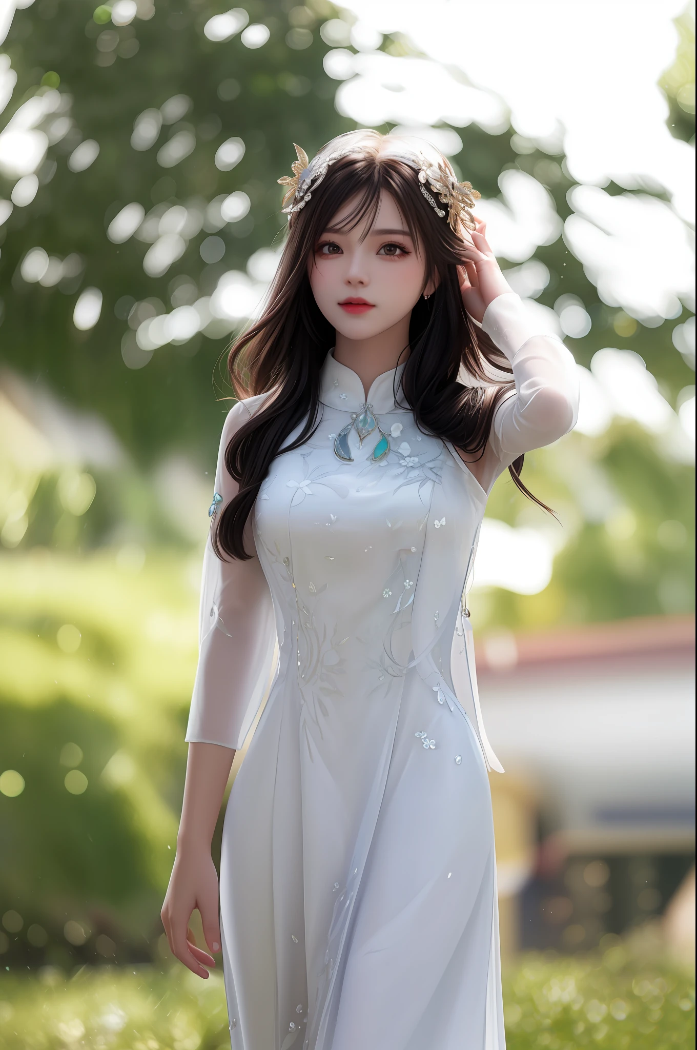 best quality, masterpiece, highres, 1girl,china dress,hair ornament,necklace, jewelry,Beautiful face,upon_body, tyndall effect,photorealistic, dark studio, rim lighting, two tone lighting,(high detailed skin:1.2), 8k uhd, dslr, soft lighting, high quality, volumetric lighting, candid, Photograph, high resolution, 4k, 8k, Bokeh,