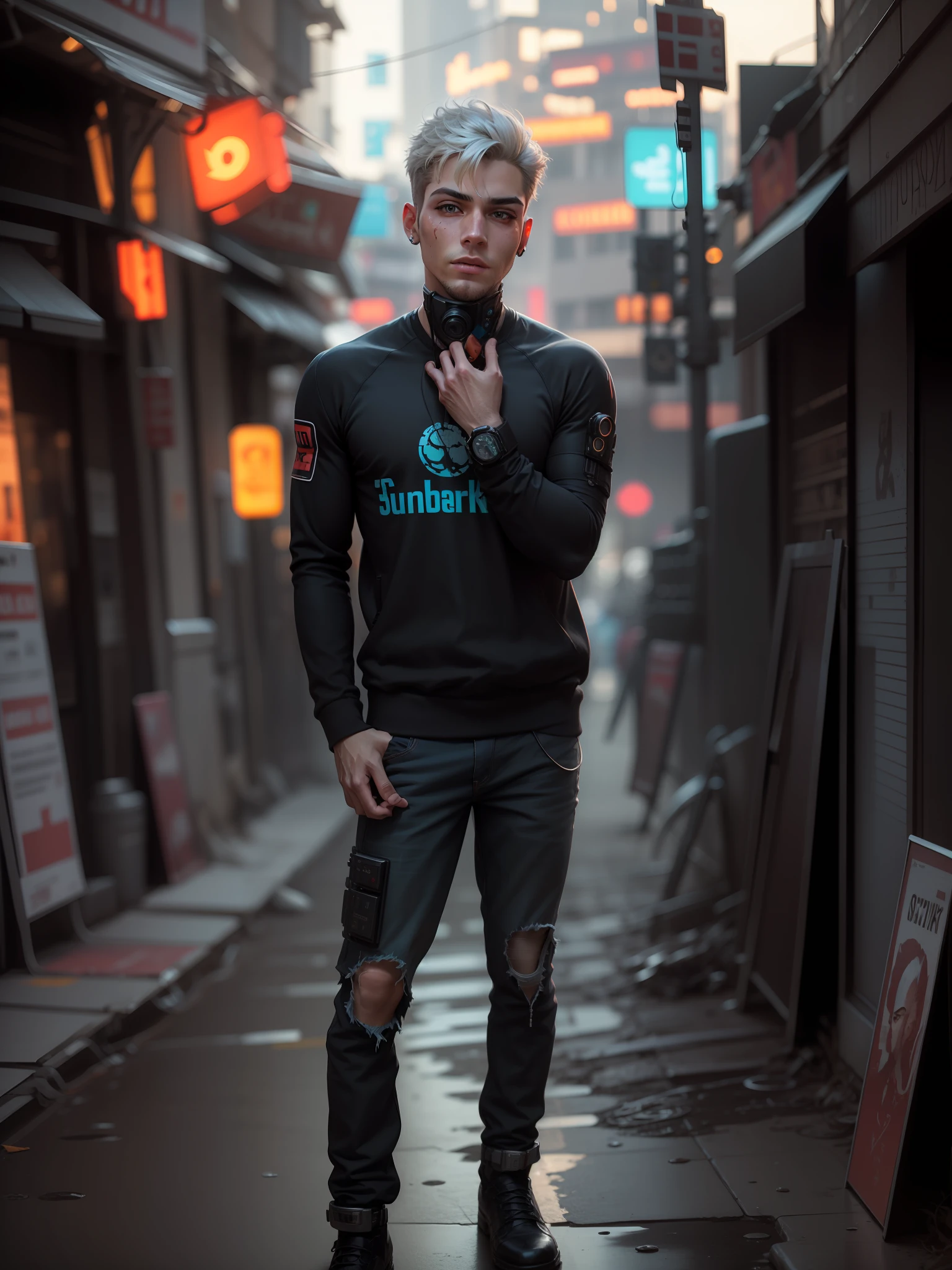 change background cyberpunk handsome boy,realistic face,8k,ultra realistic