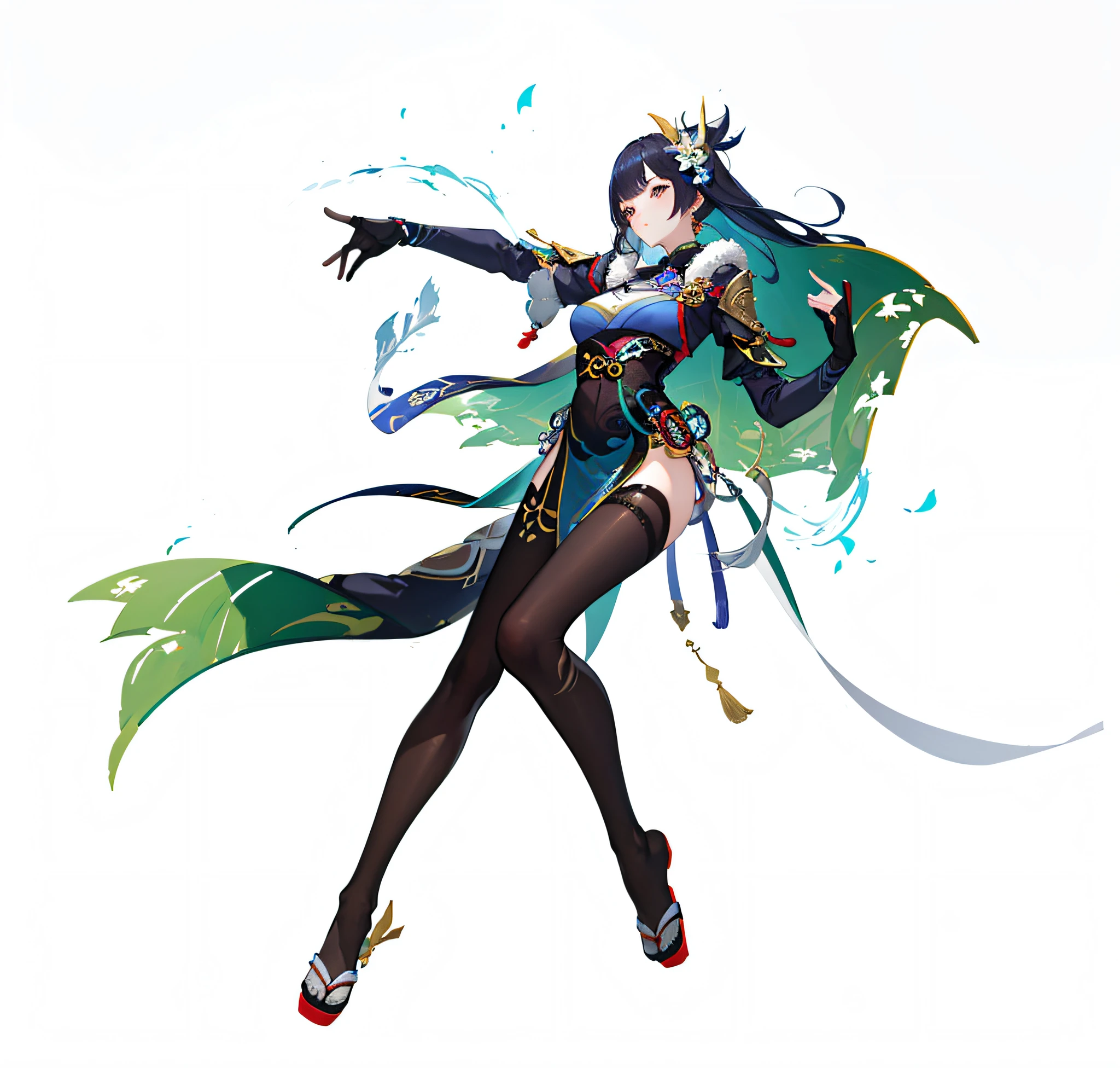 Masterpiece, High Details, Ccurate, Best Quality, 8K,1 Girl, (Simple Background), Genshin, Refinement, Enhanced Light and Shadow, Full Body, Fabric Texture, Japanese Standing Painting