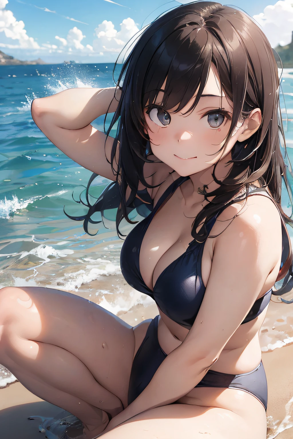 High resolution,
One beautiful young woman,
(soft saturation: 1.3), (fair skin: 1.2),
(ultra-detailed background, detailed background), bokeh,
Portrait of smiling girl breaking. When viewed from the front, the composition is symmetrical.
Look straight at you with serious eyes and break
yellow swimsuit, yellow bikini, middle breast,
outdoor, sea surface, sky, sunshine, summer beach, sand,
strong light, front light,
(ager: 1.3), (Cowboy Shot: 1.2), Break
angle from the front,
Look at the viewer,
Dynamic Pose,
Sitting on the beach
Wakame, wakame, wakame, wakame, wakame, wakame, wakame,