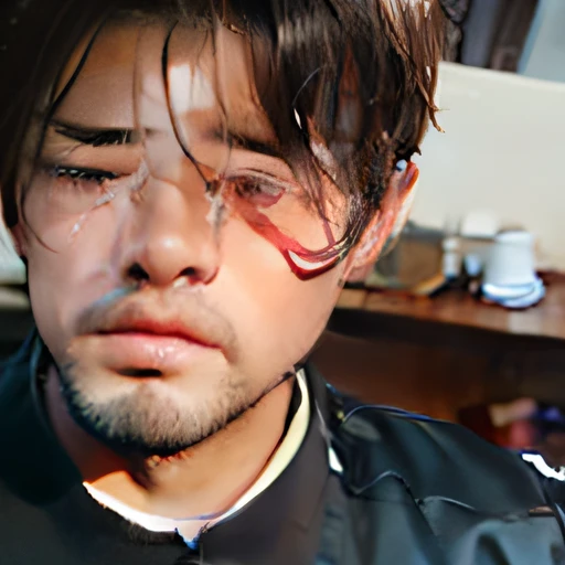 A crying handsome guy