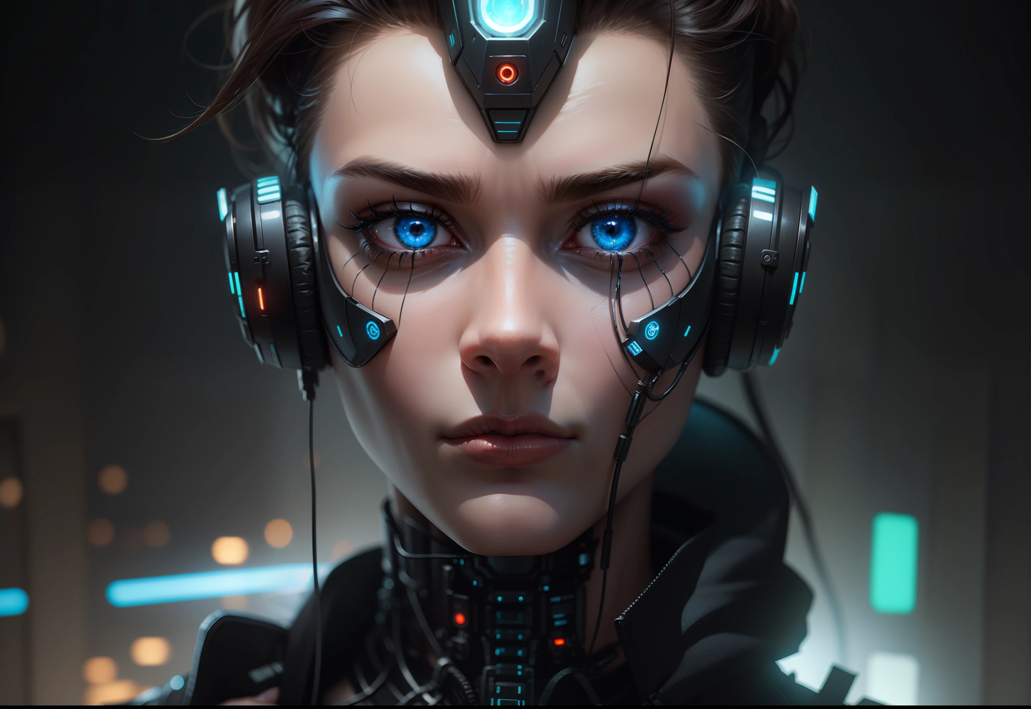 change background cyberpunk handsome robot,realistic face,8k,ultra realistic