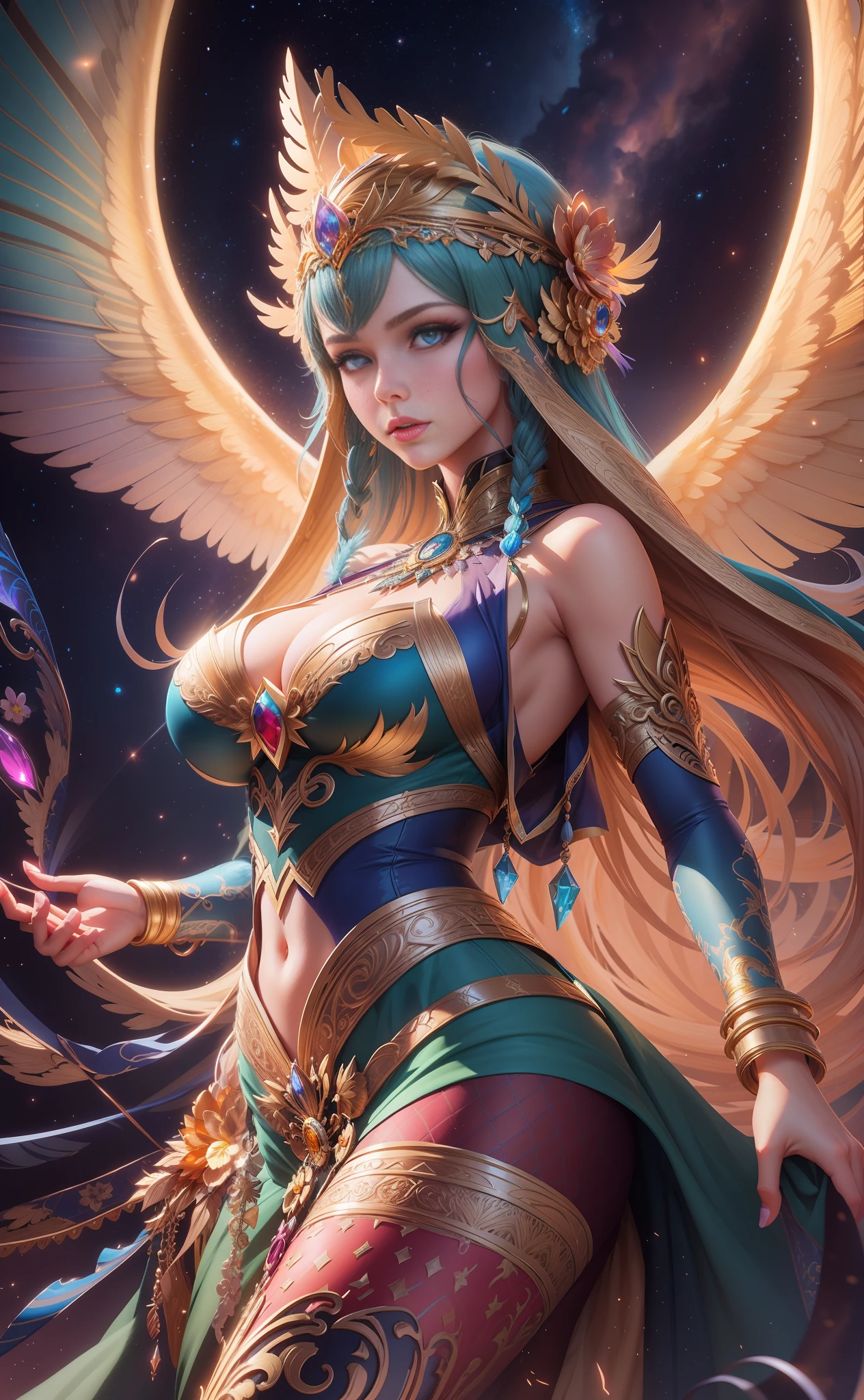 a close up of a woman in a costume with wings, goddess. extremely high detail, anime goddess, beautiful goddess, a beautiful fantasy empress, 4k highly detailed digital art, 2. 5 d cgi anime fantasy artwork, 8k high quality detailed art, artgerm julie bell beeple, extremely detailed goddess shot, anime fantasy artwork