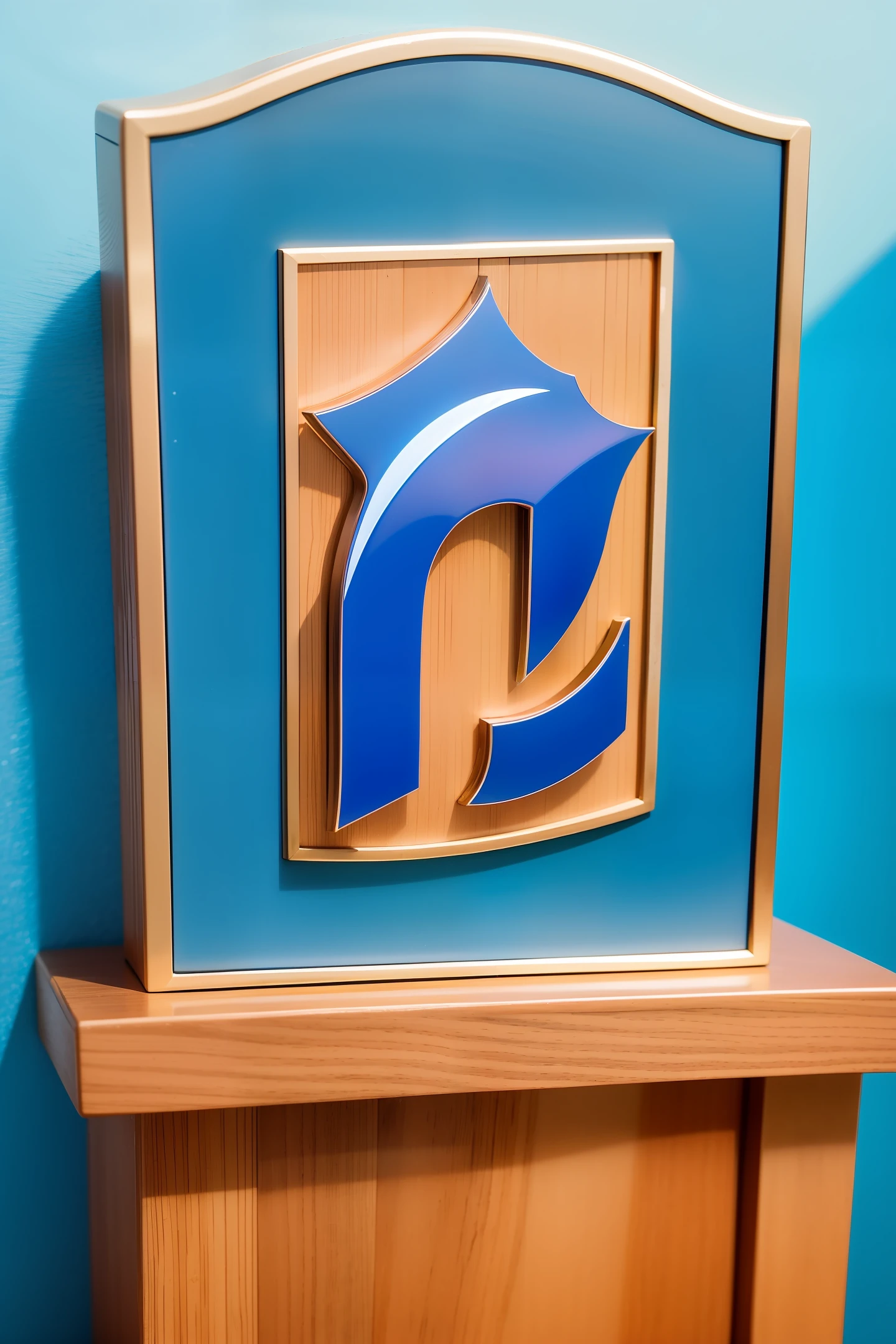 Please generate a high-definition picture with blue as the background, containing the motto and emblem of Guangdong University of Foreign Studies