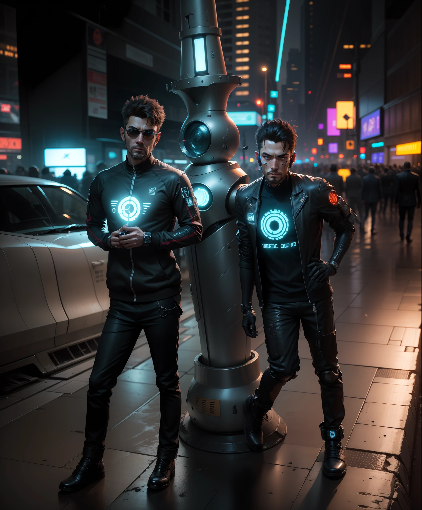 change background cyberpunk handsome yang'robots,in,sity'realistic face,8k,ultra realistic