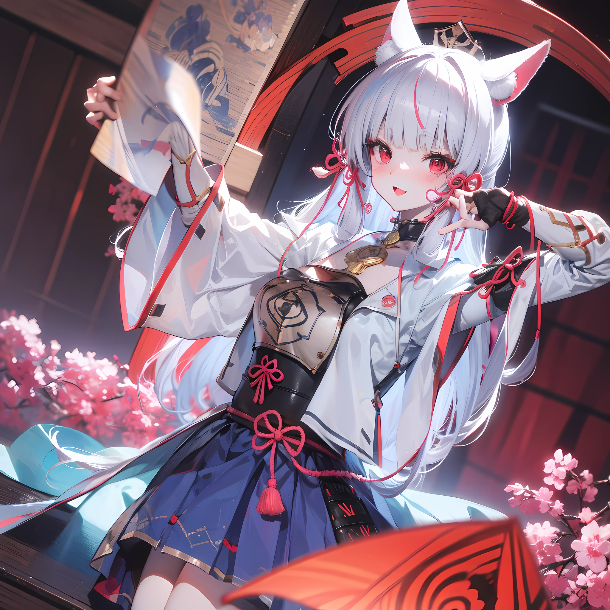 Long head with white hair, cute, red eyes, low cat ears, blushing, vaginal water, making sounds, panting