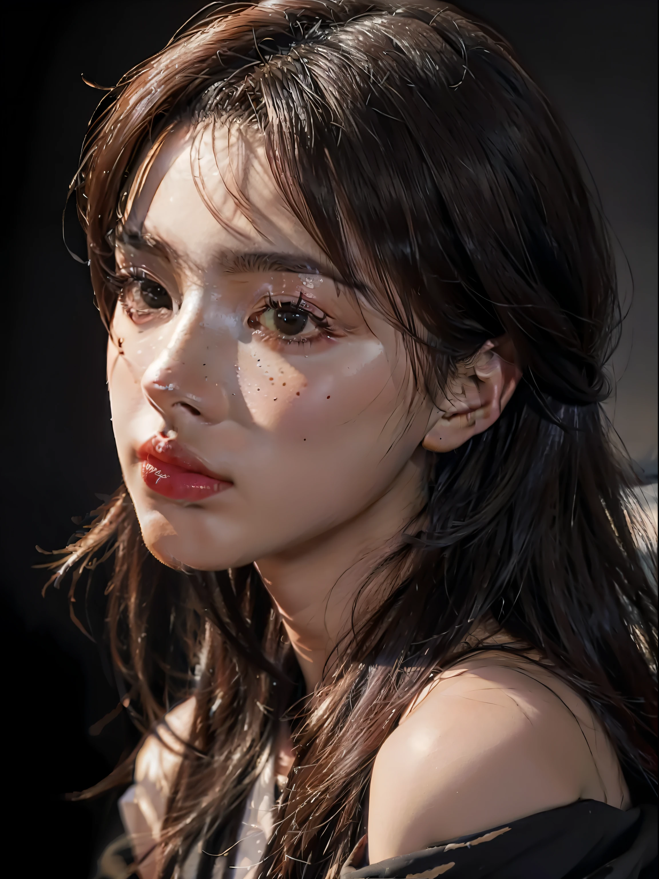 arafed woman with long hair and a black top looking at the camera, soft portrait shot 8 k, portrait of female korean idol, gorgeous face portrait, detailed face of a asian girl, inspired by Yanjun Cheng, korean artist, 8k artgerm bokeh, detailed beauty portrait, close up portrait photo, realistic. cheng yi, 8k portrait render